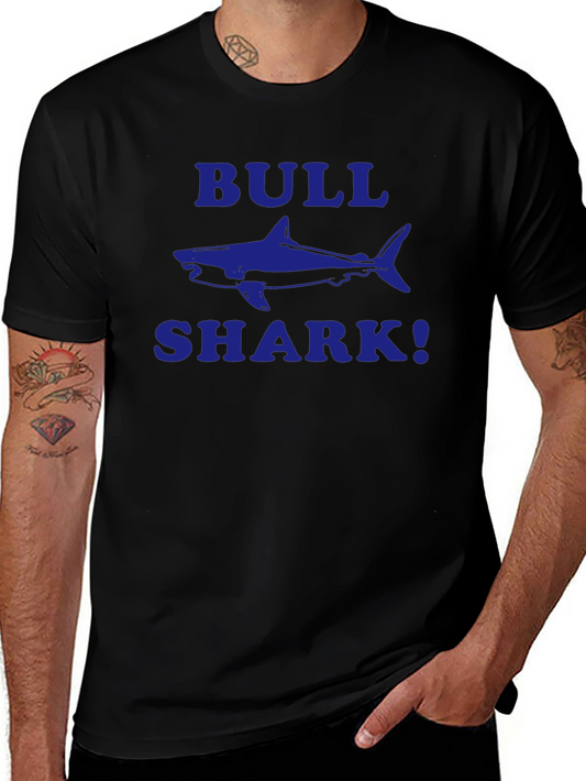 Bull Shark Graphic T-Shirt - Blue Print on Black