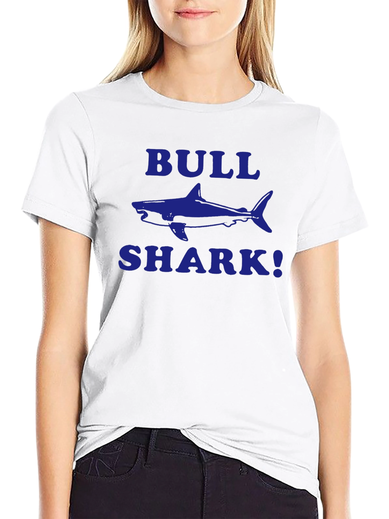 Bull Shark Graphic T-Shirt - Blue Print on Black