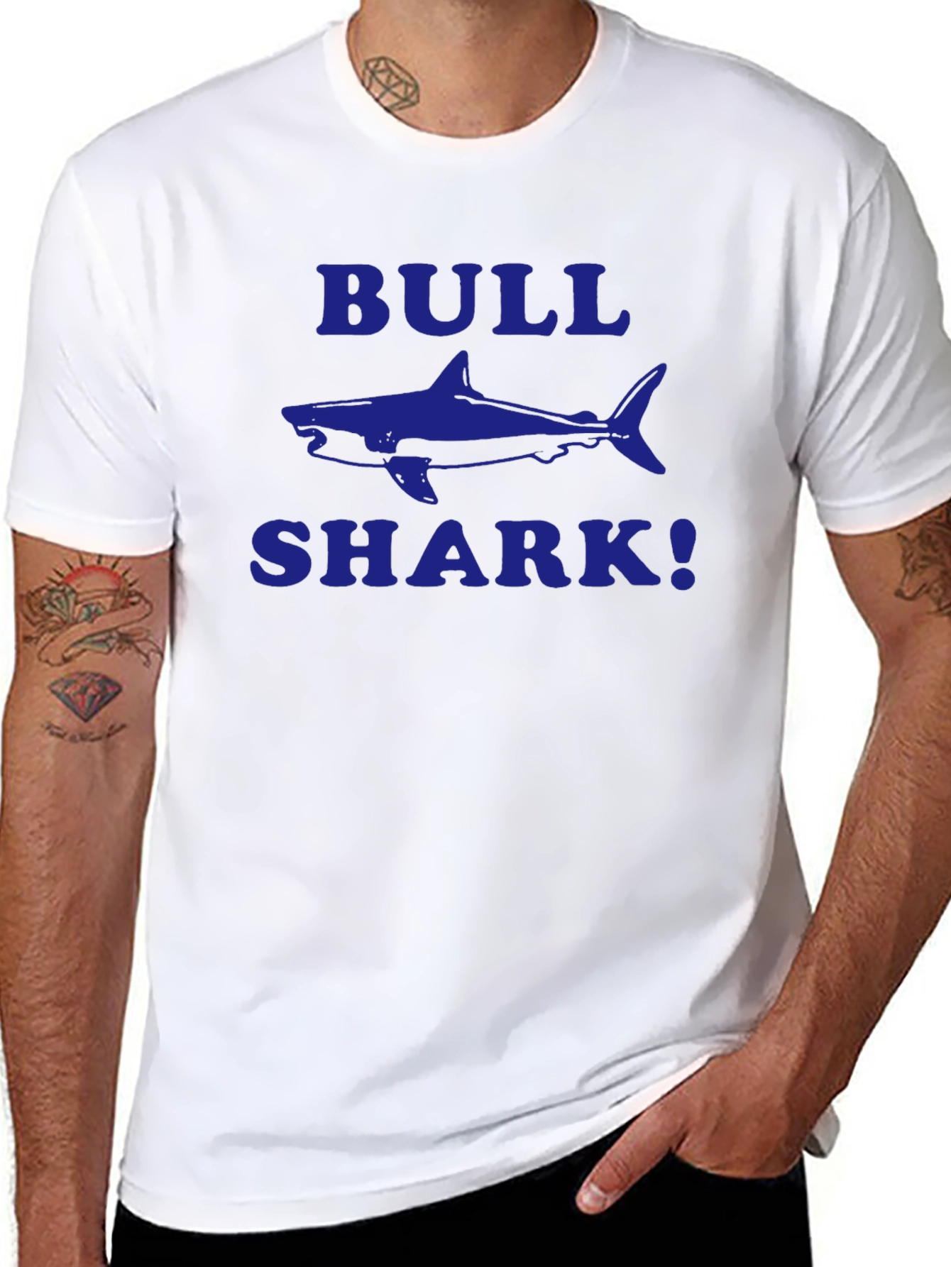 Bull Shark Graphic T-Shirt - Blue Print on Black