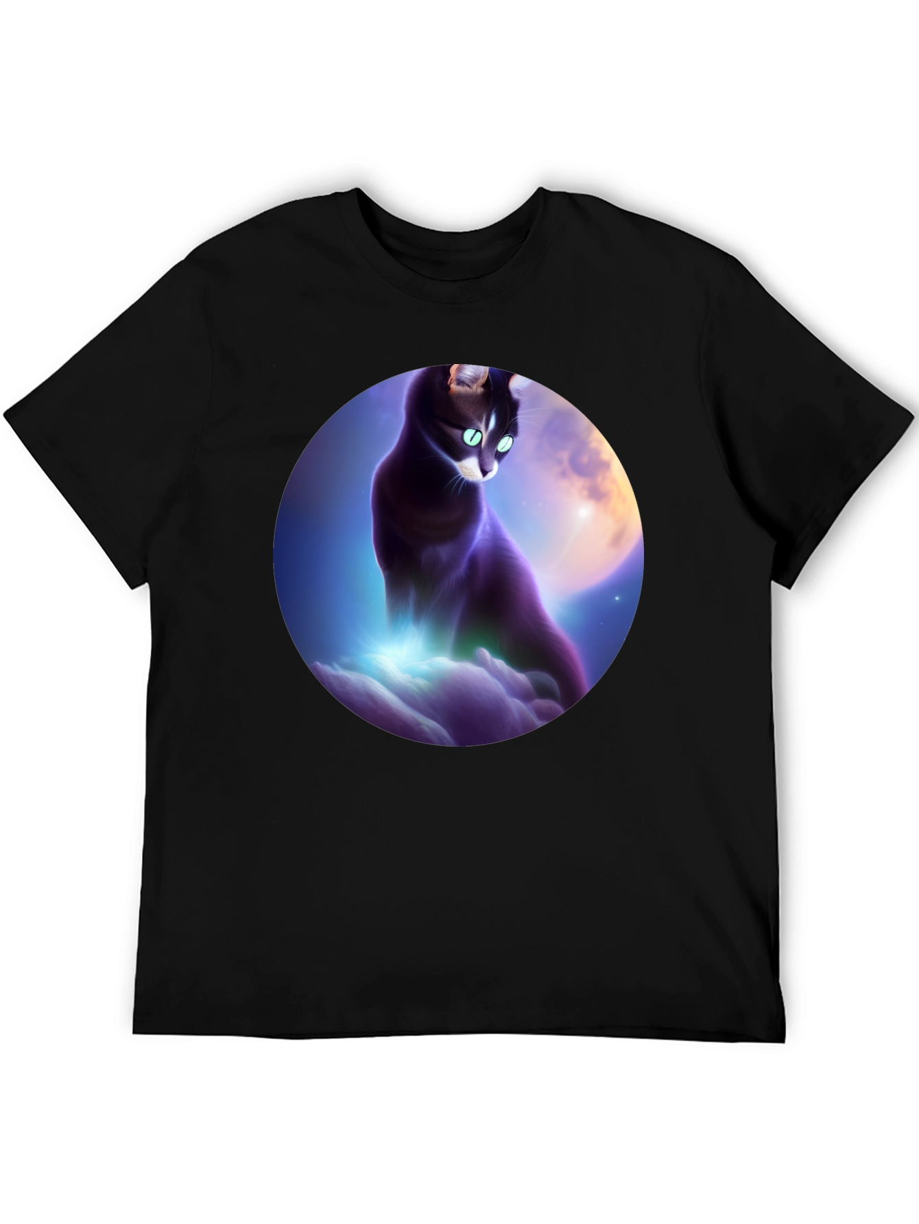 Celestial Cat T-Shirt - Black Graphic Tee
