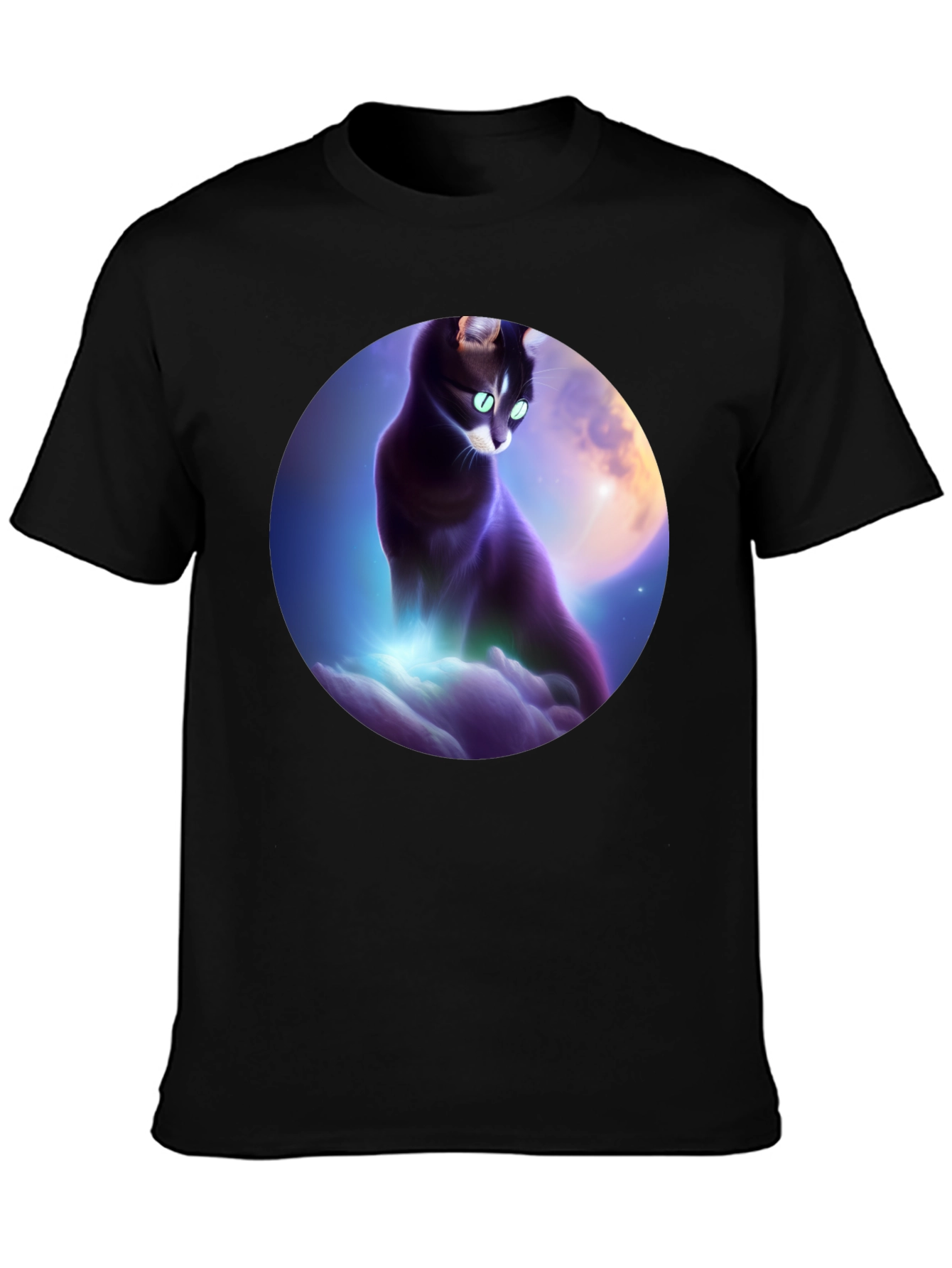 Celestial Cat T-Shirt - Black Graphic Tee