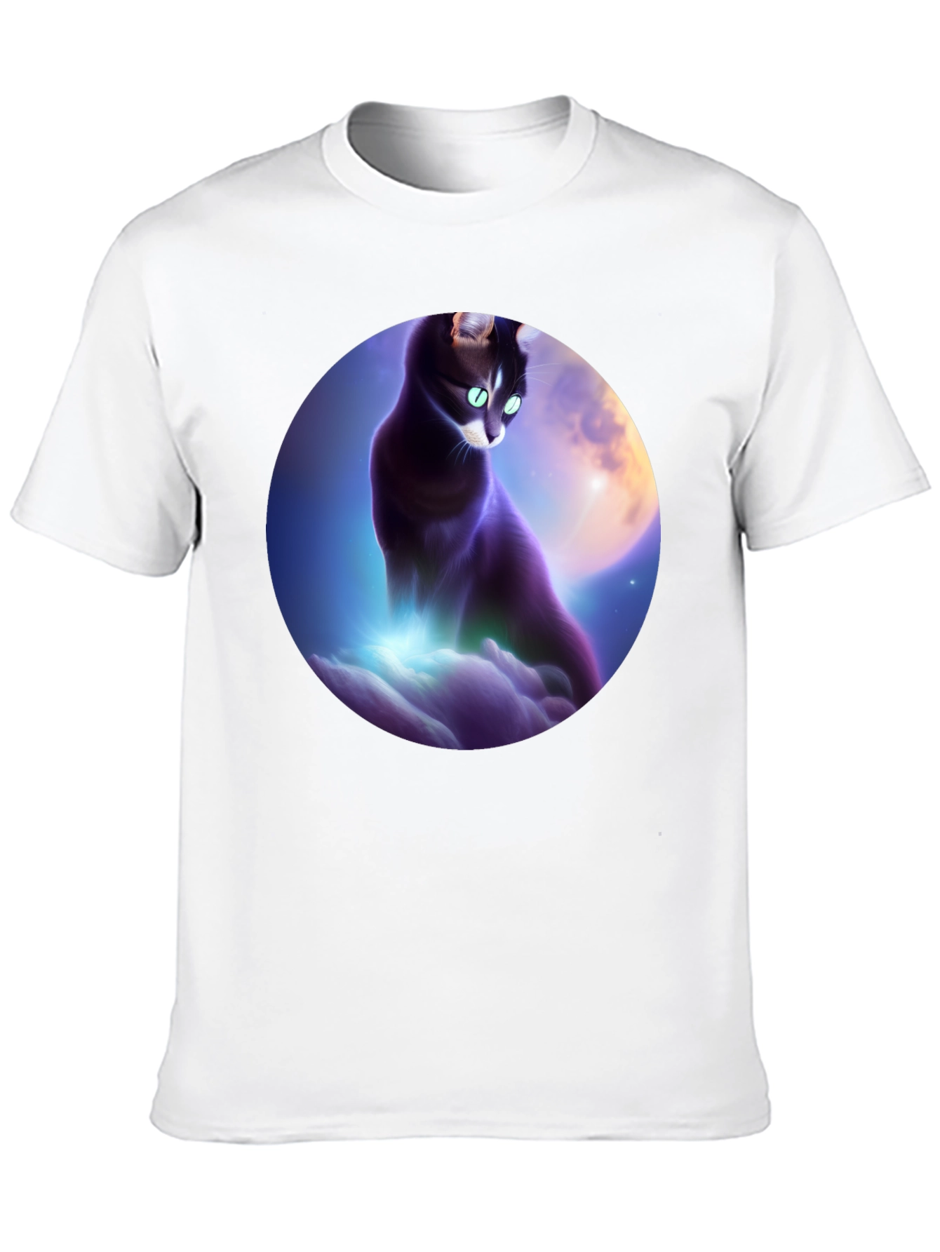 Celestial Cat T-Shirt - Black Graphic Tee