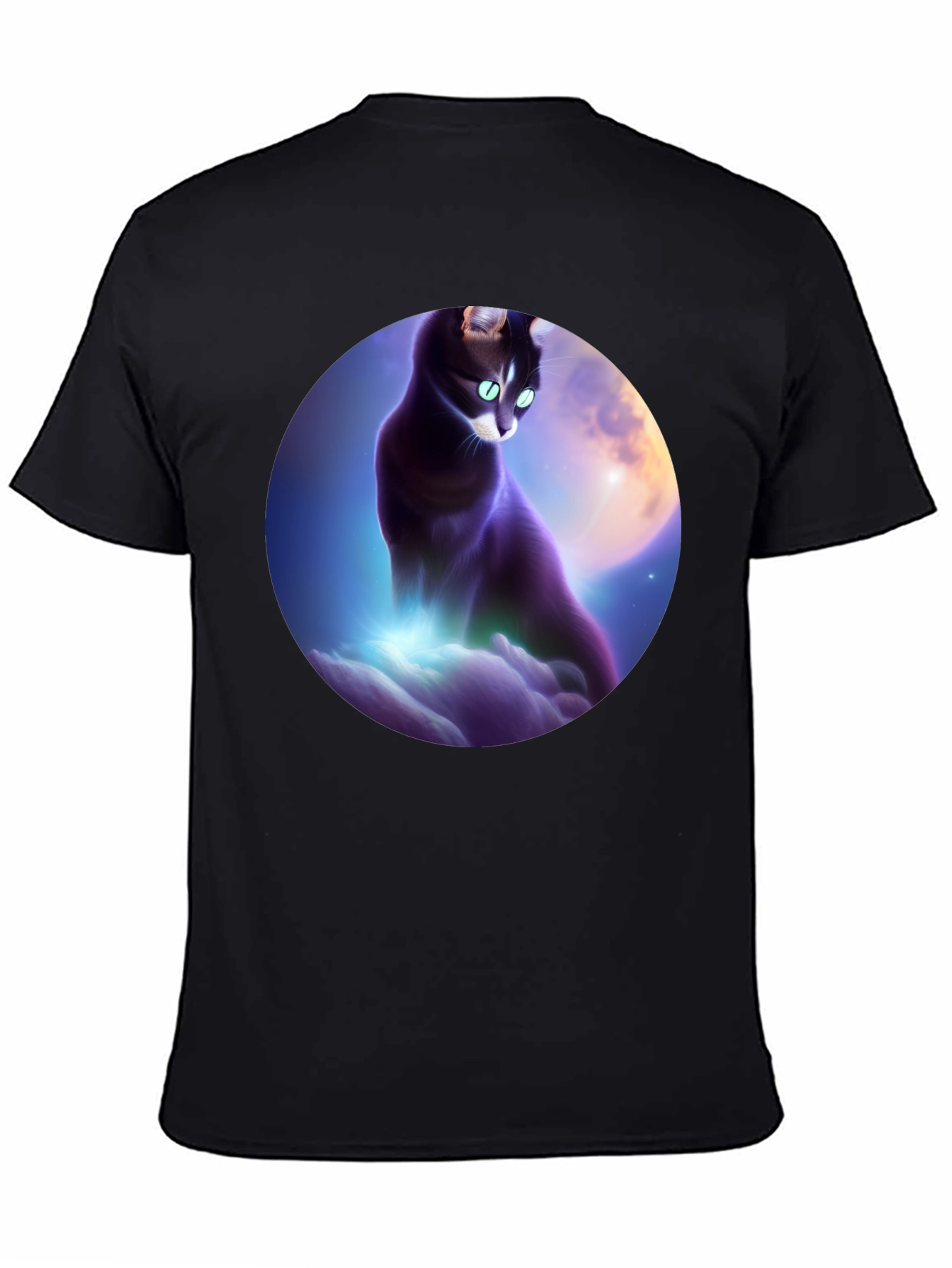 Celestial Cat T-Shirt - Black Graphic Tee