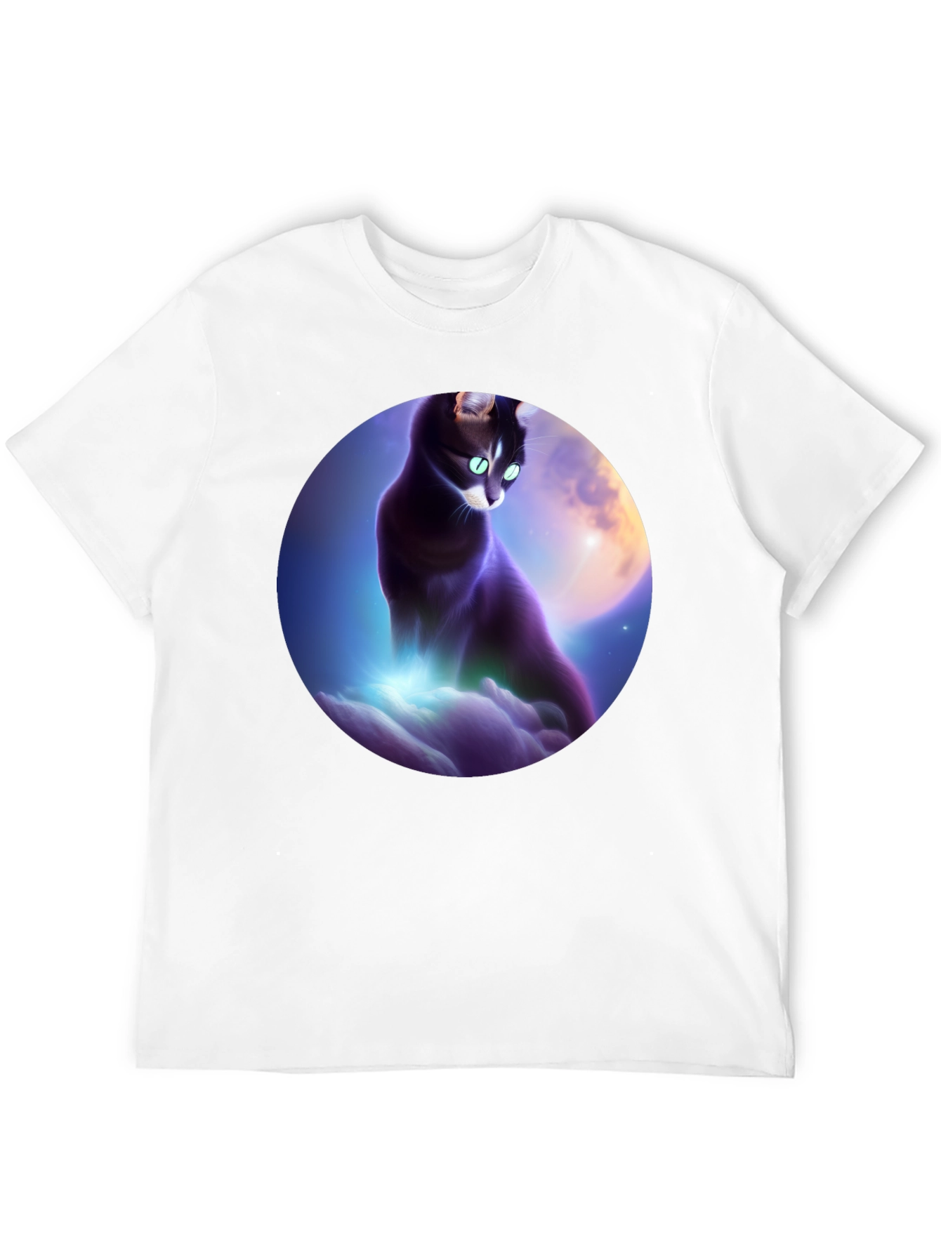 Celestial Cat T-Shirt - Black Graphic Tee