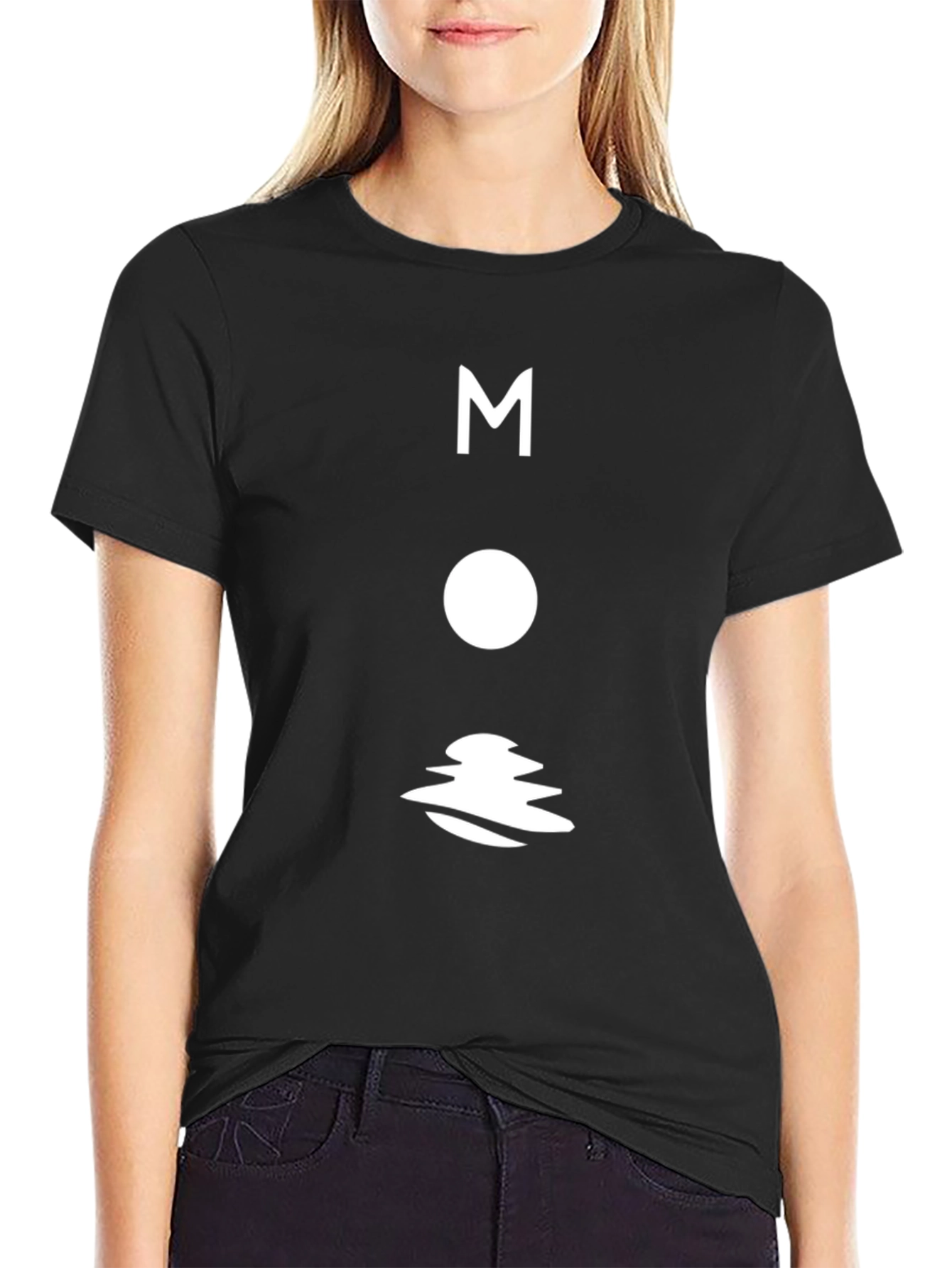 Modern Moon Graphic T-Shirt - Black Cotton Tee