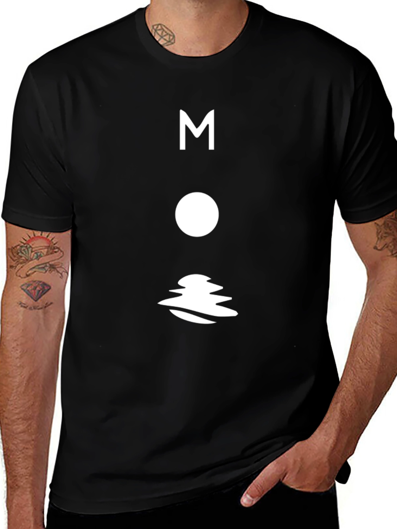 Modern Moon Graphic T-Shirt - Black Cotton Tee