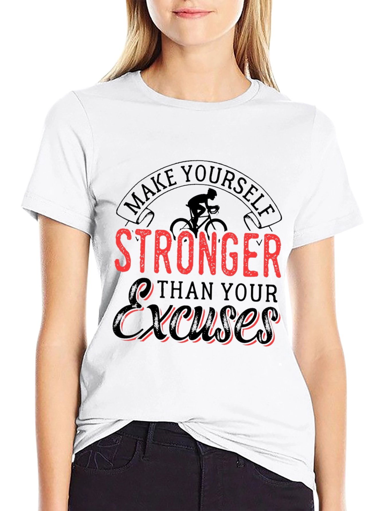 Motivational Black T-Shirt - Stronger Than Excuses