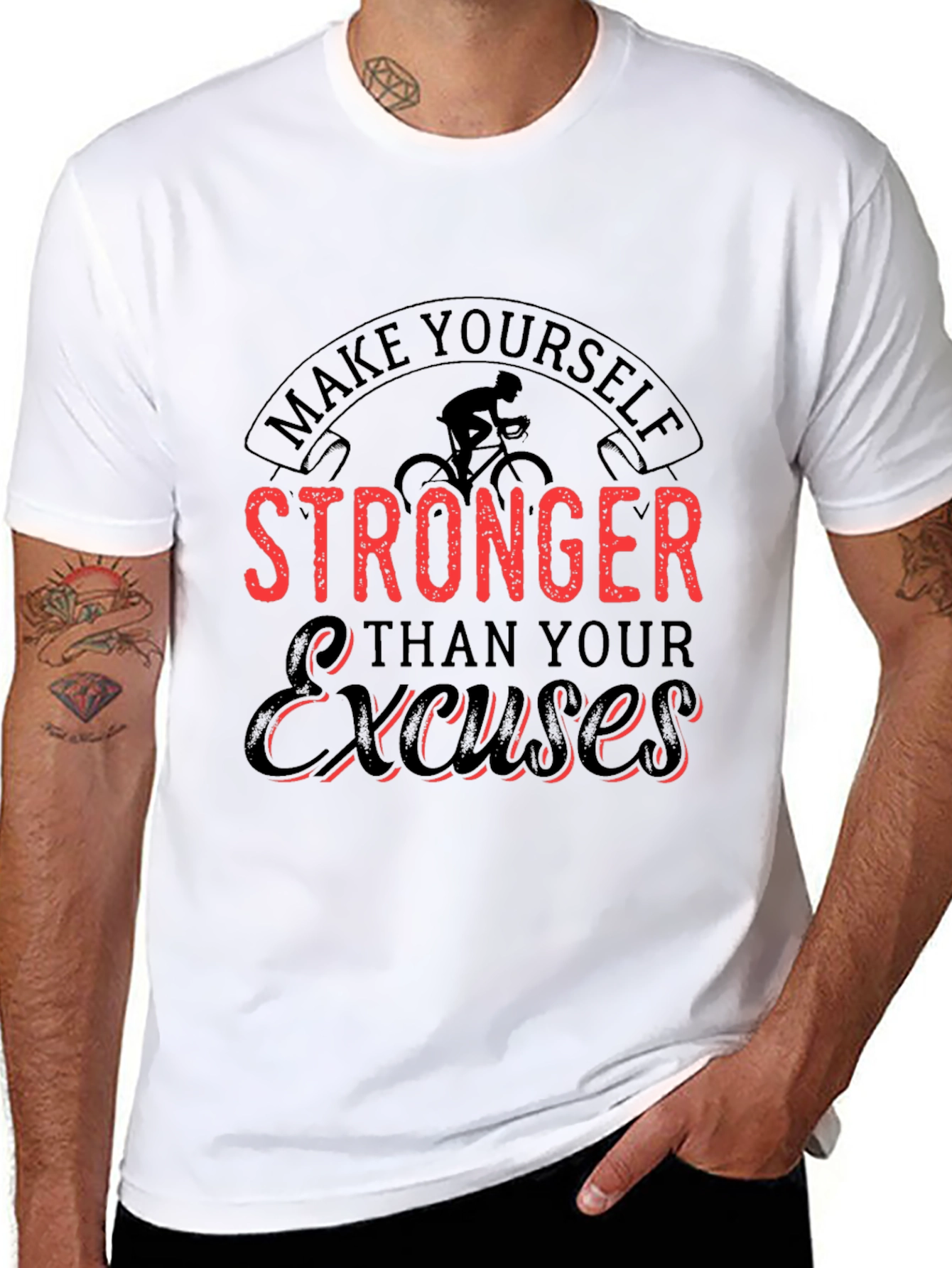 Motivational Black T-Shirt - Stronger Than Excuses