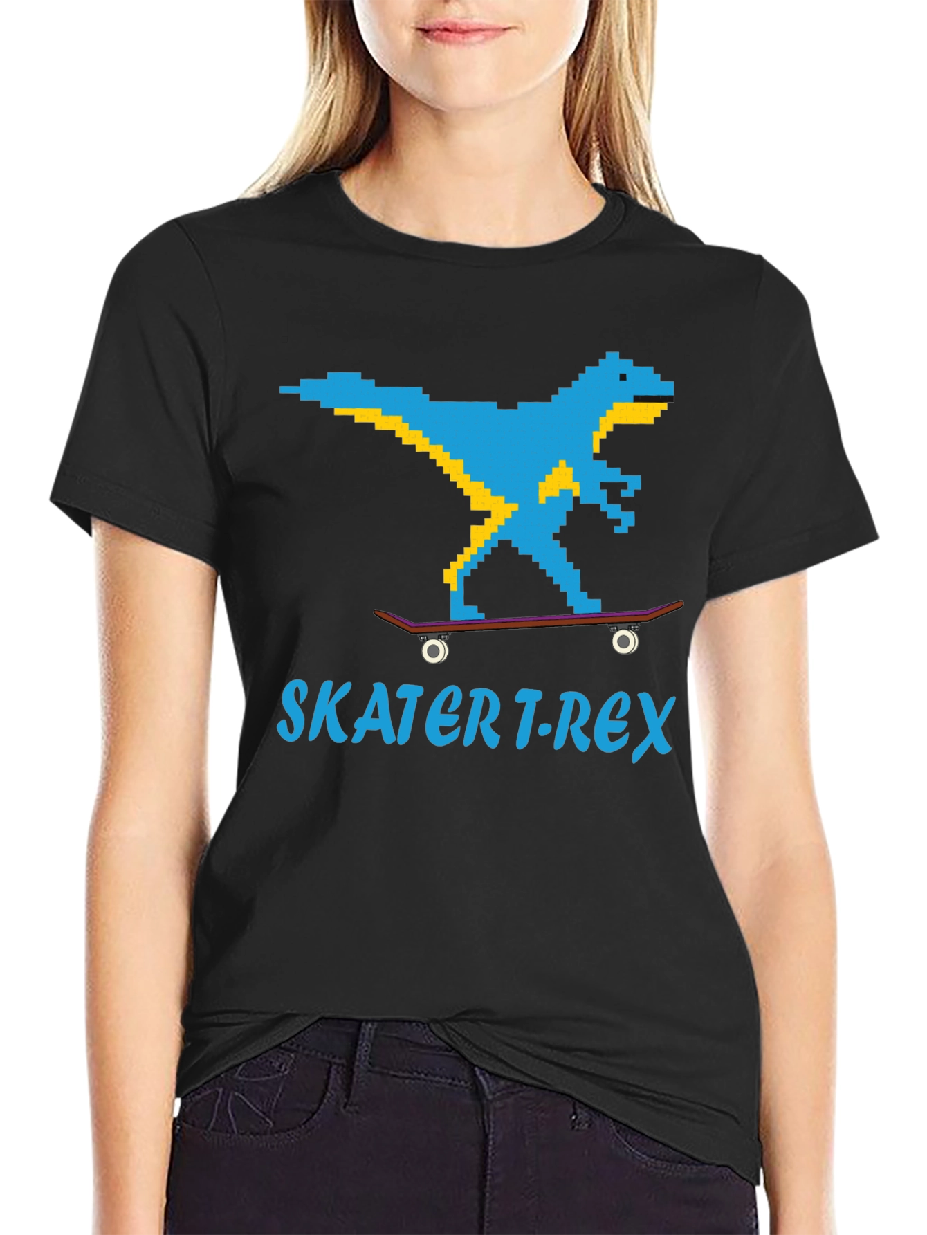 Skater T-Rex Graphic T-Shirt - Black