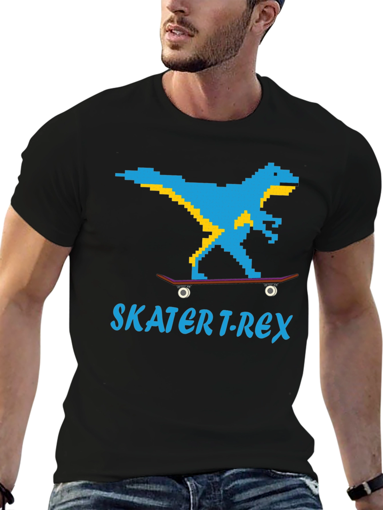 Skater T-Rex Graphic T-Shirt - Black