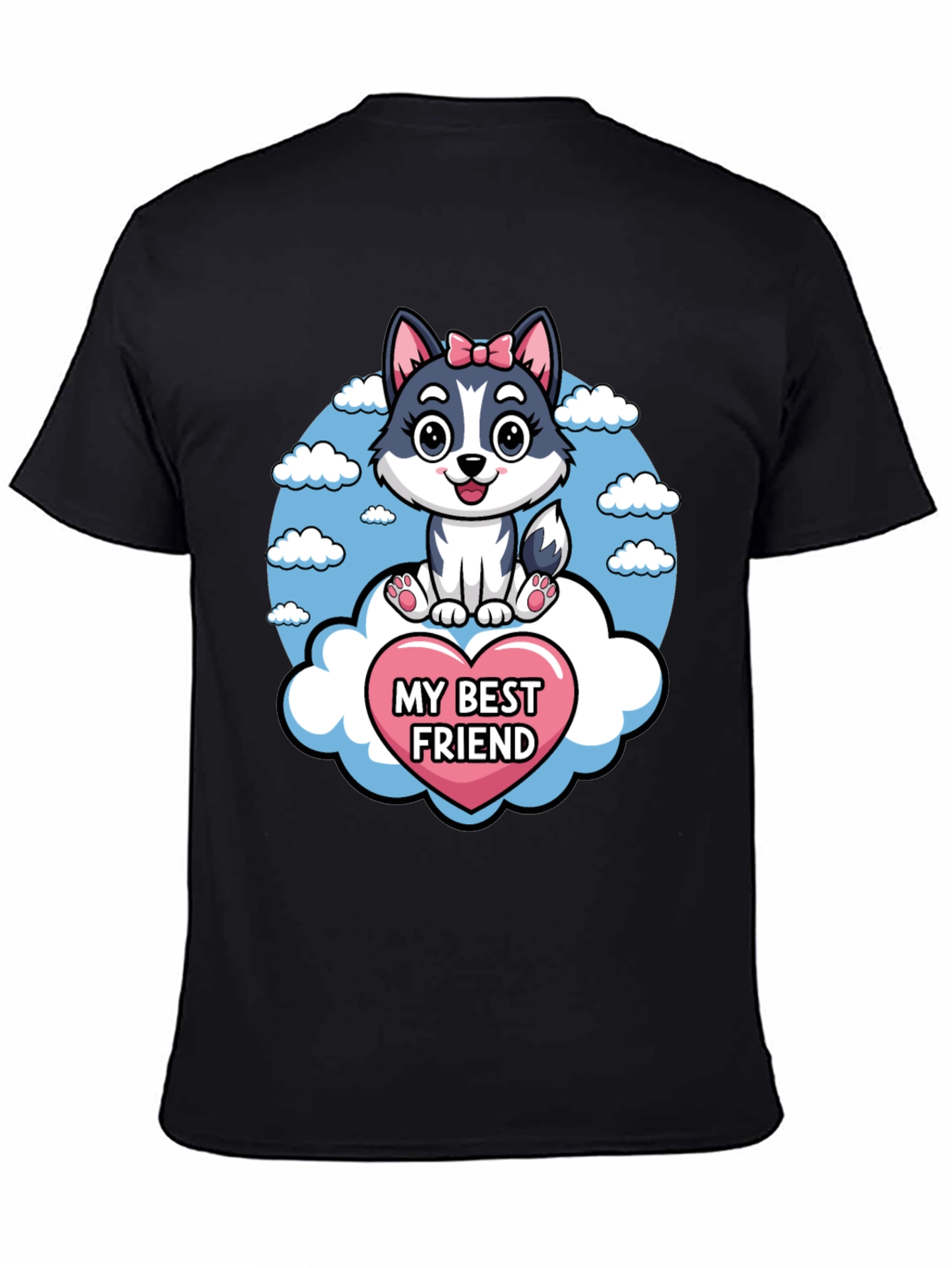 My Best Friend Husky Dog Cartoon T-Shirt
