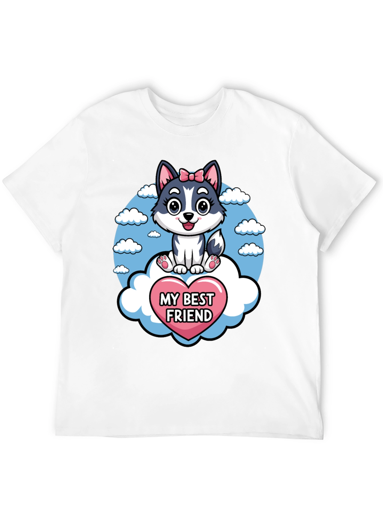 My Best Friend Husky Dog Cartoon T-Shirt