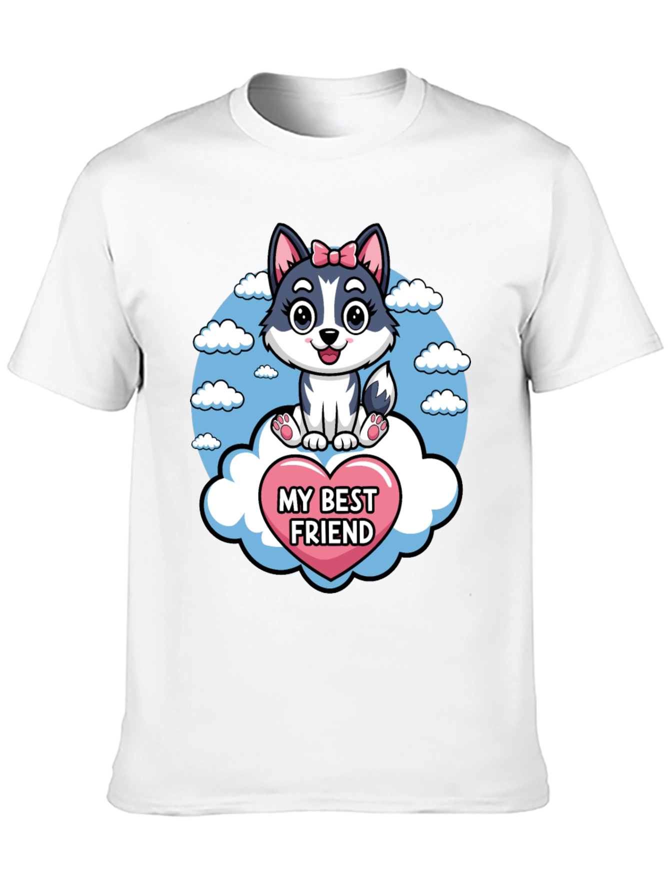 My Best Friend Husky Dog Cartoon T-Shirt
