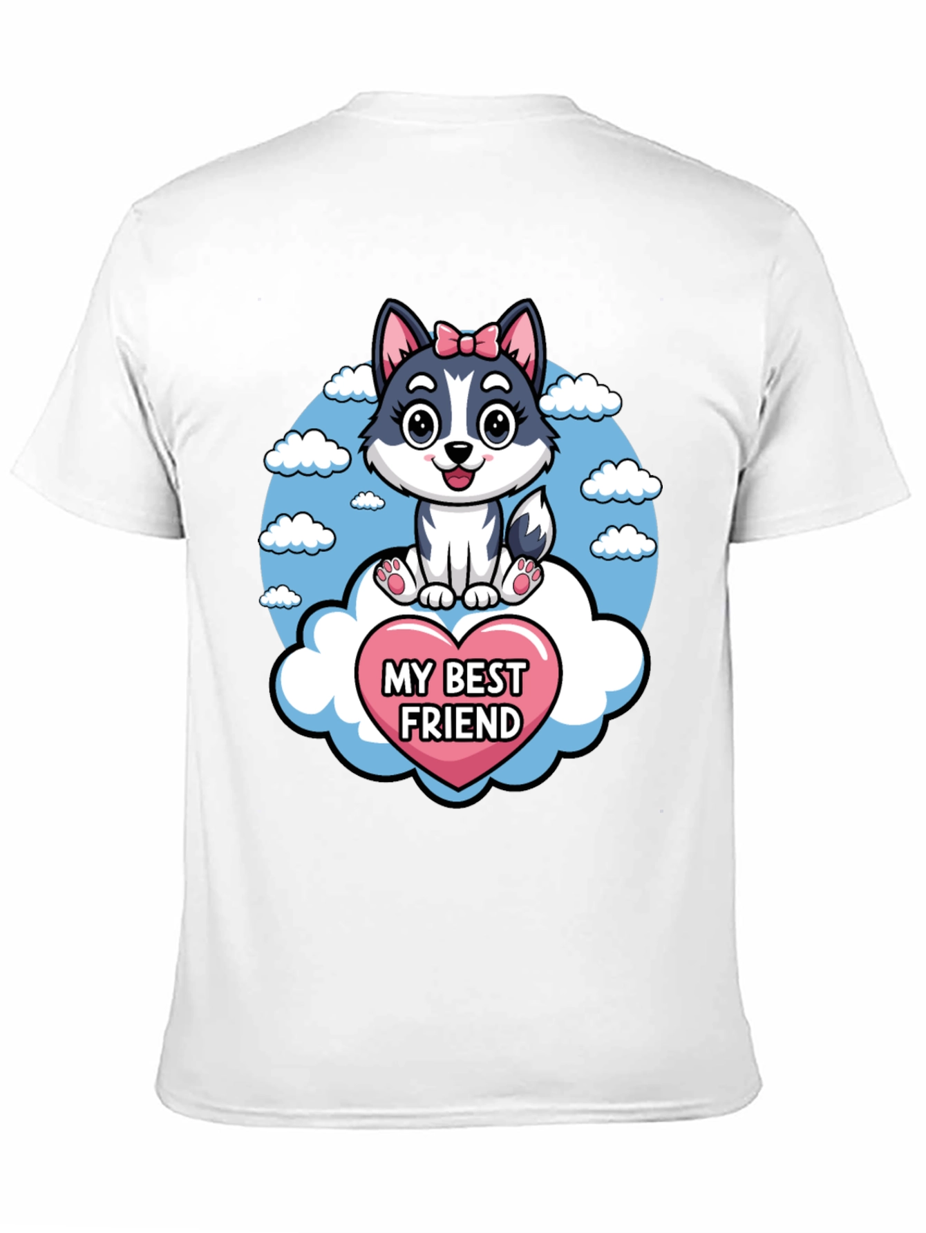 My Best Friend Husky Dog Cartoon T-Shirt