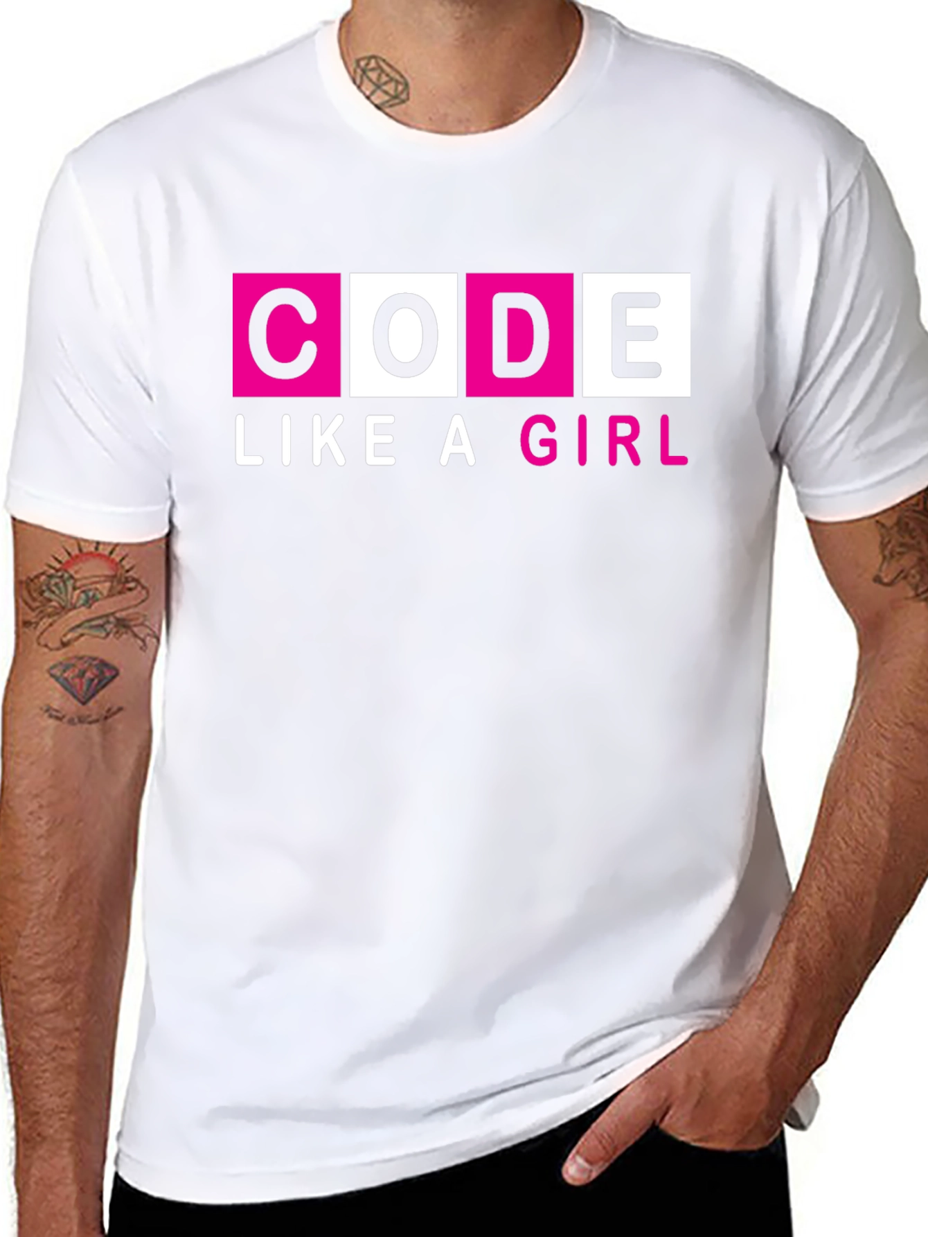 Code Like a Girl T-Shirt - Black Empowering Design