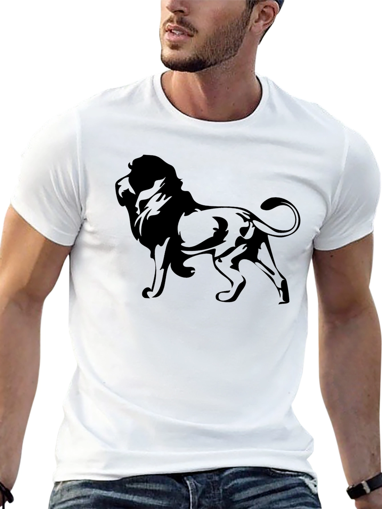 Lion Graphic T-Shirt - Stylish Black Tee