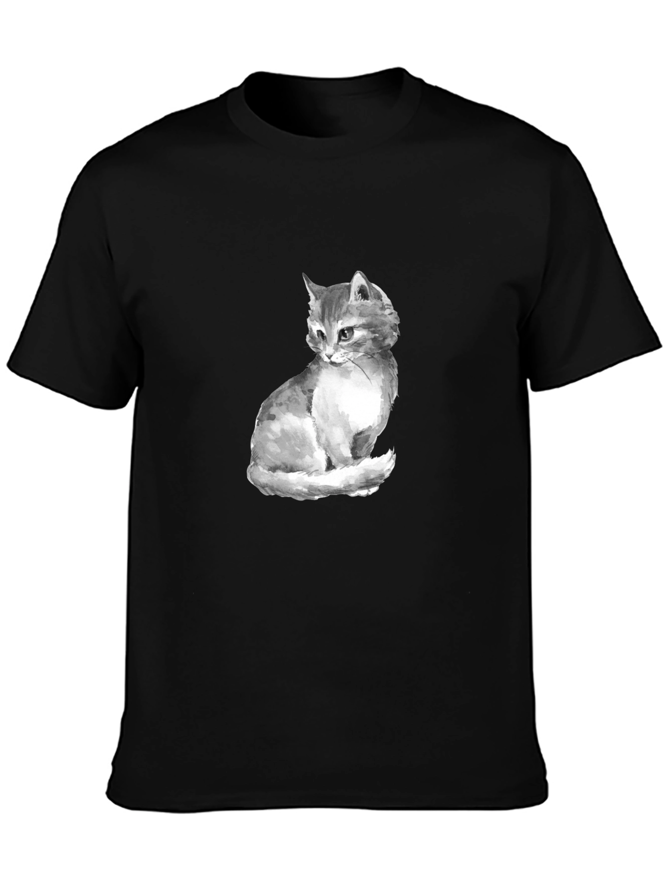 Cat Portrait Graphic Tee - Black Unisex T-Shirt