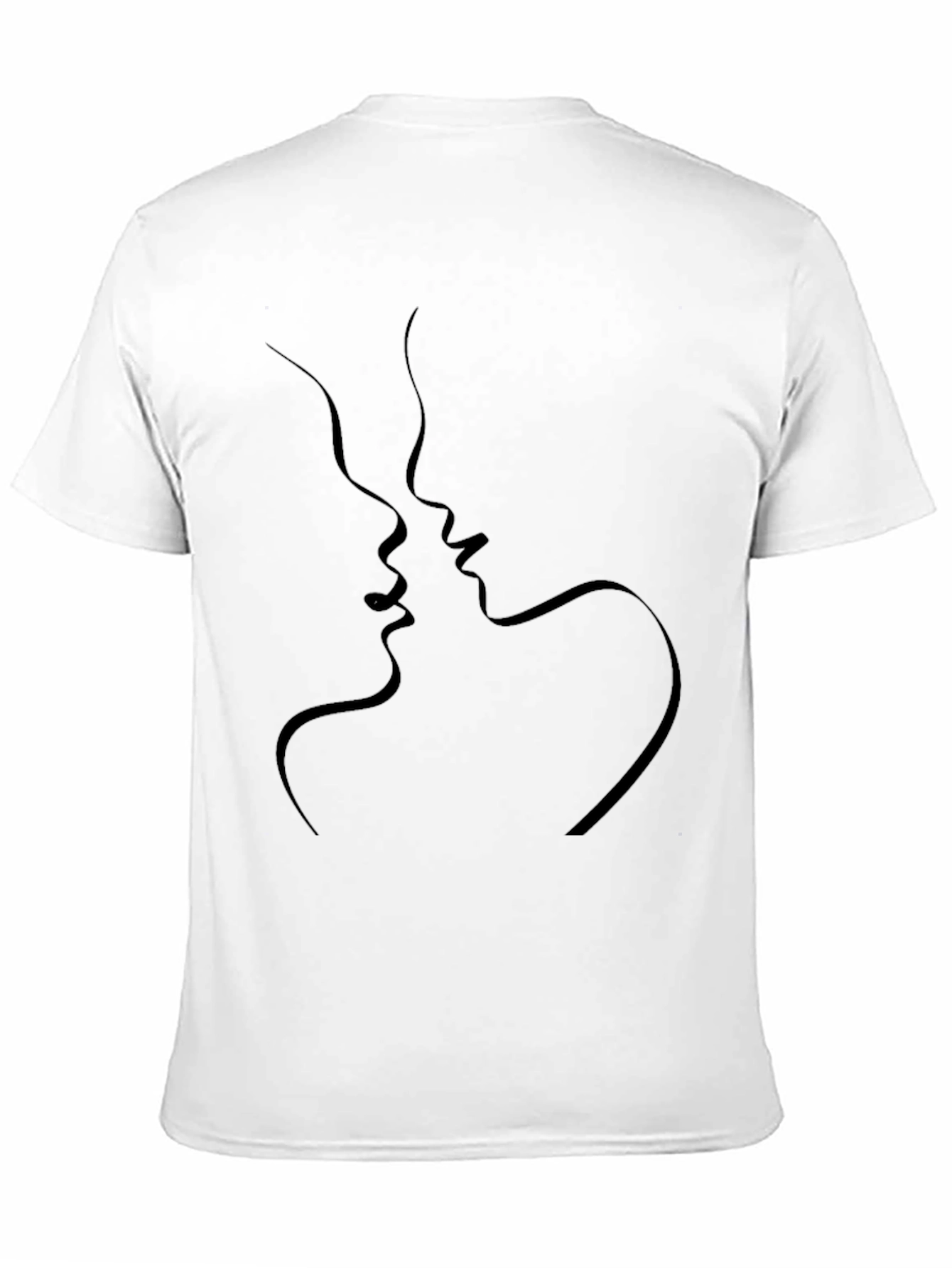 Minimalist Kissing Faces Black T-Shirt