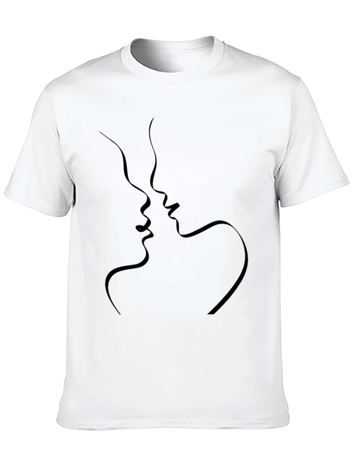 Minimalist Kissing Faces Black T-Shirt