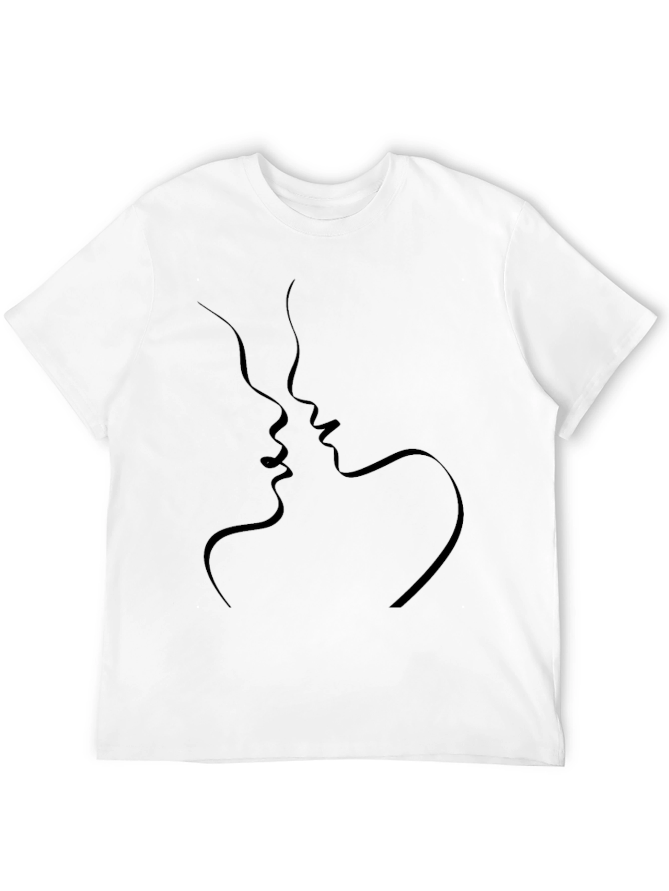 Minimalist Kissing Faces Black T-Shirt