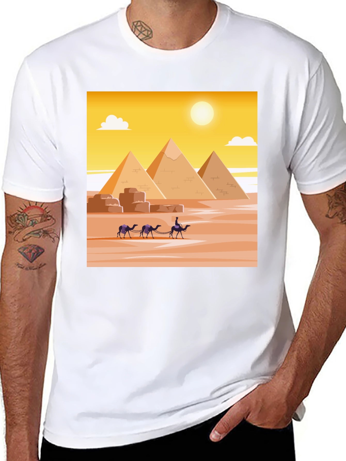 Egyptian Pyramids Graphic Tee - Classic Black T-Shirt