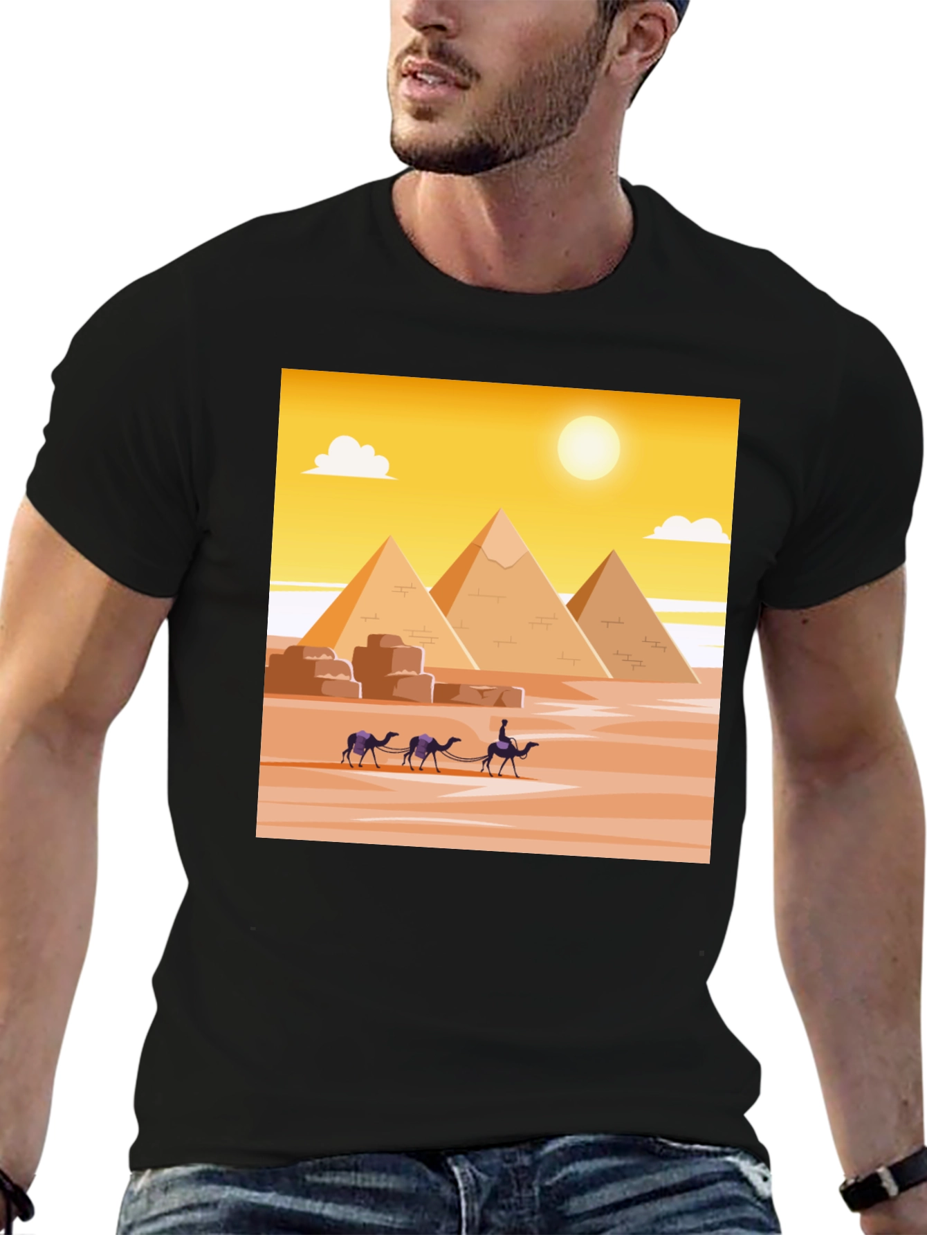 Egyptian Pyramids Graphic Tee - Classic Black T-Shirt
