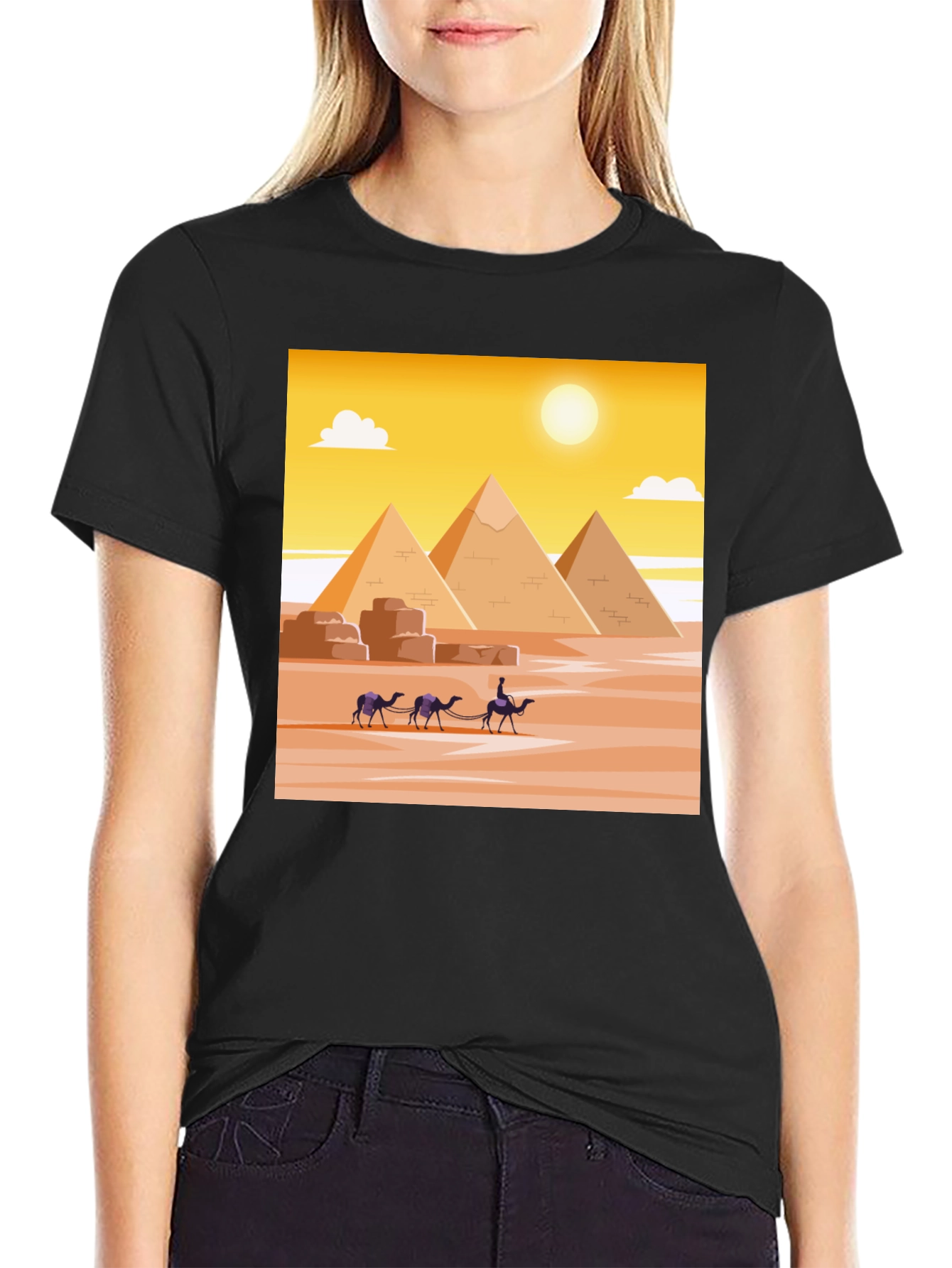 Egyptian Pyramids Graphic Tee - Classic Black T-Shirt