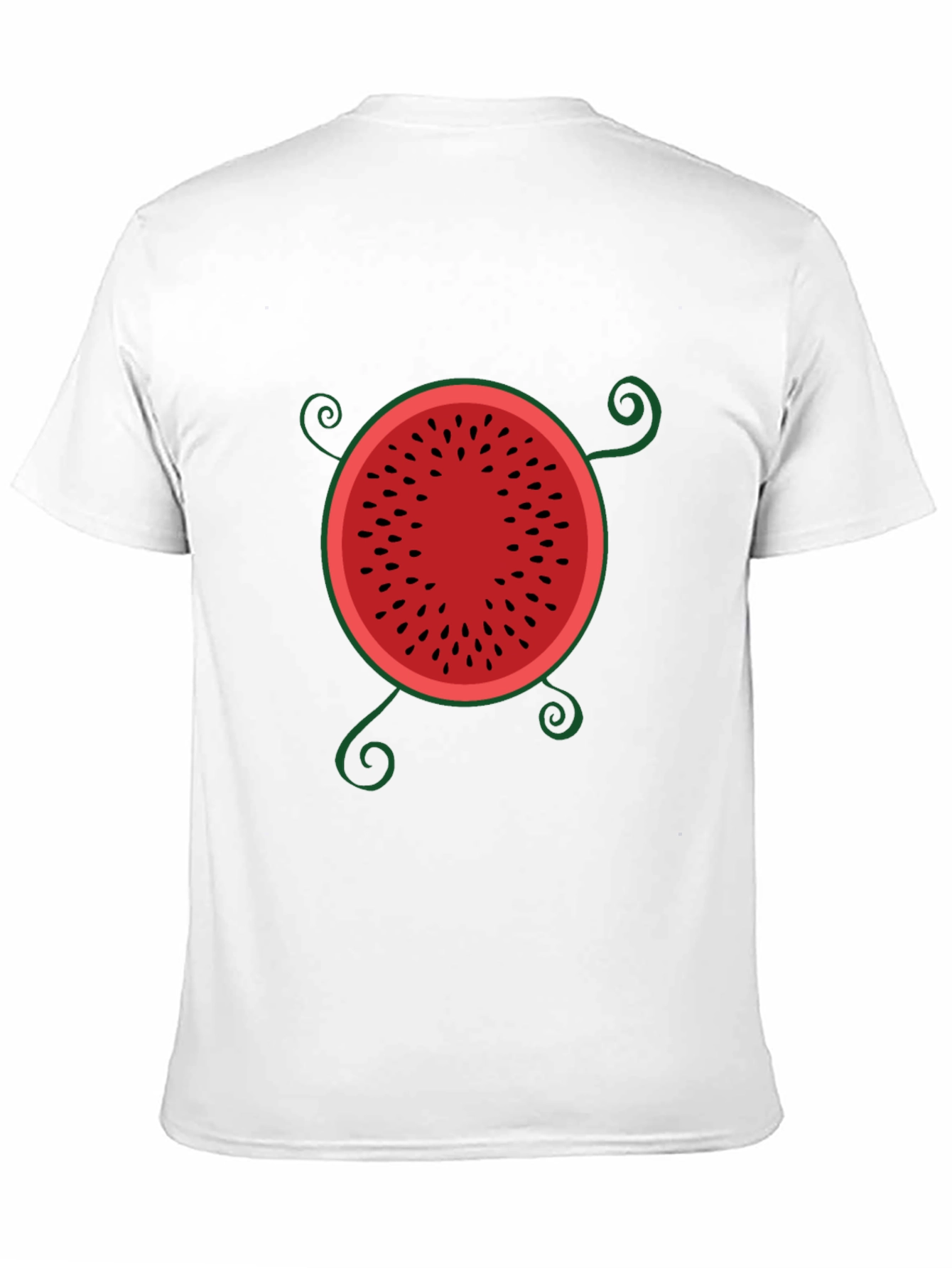 Whimsical Watermelon Graphic Tee - Black Cotton T-Shirt