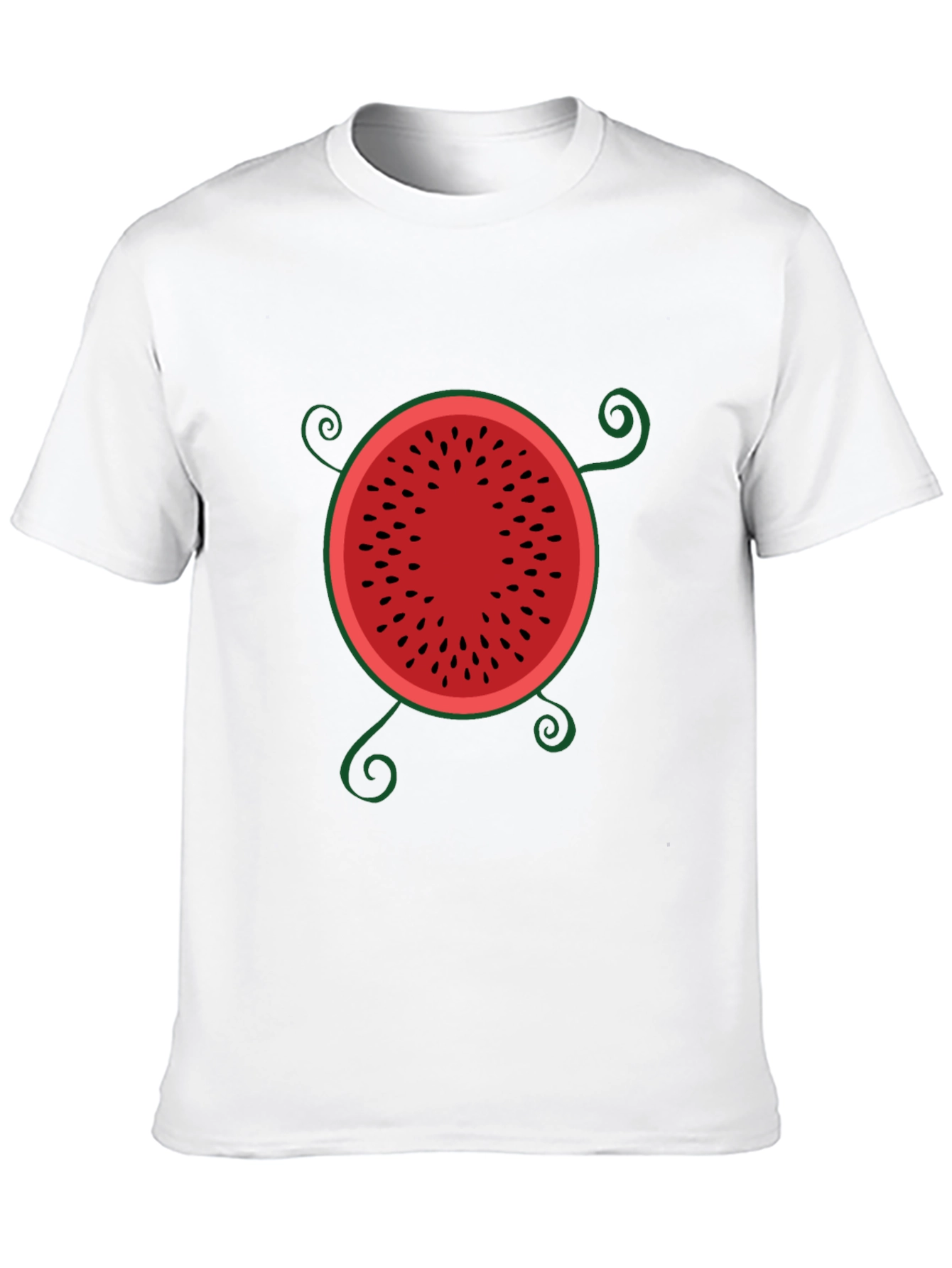 Whimsical Watermelon Graphic Tee - Black Cotton T-Shirt