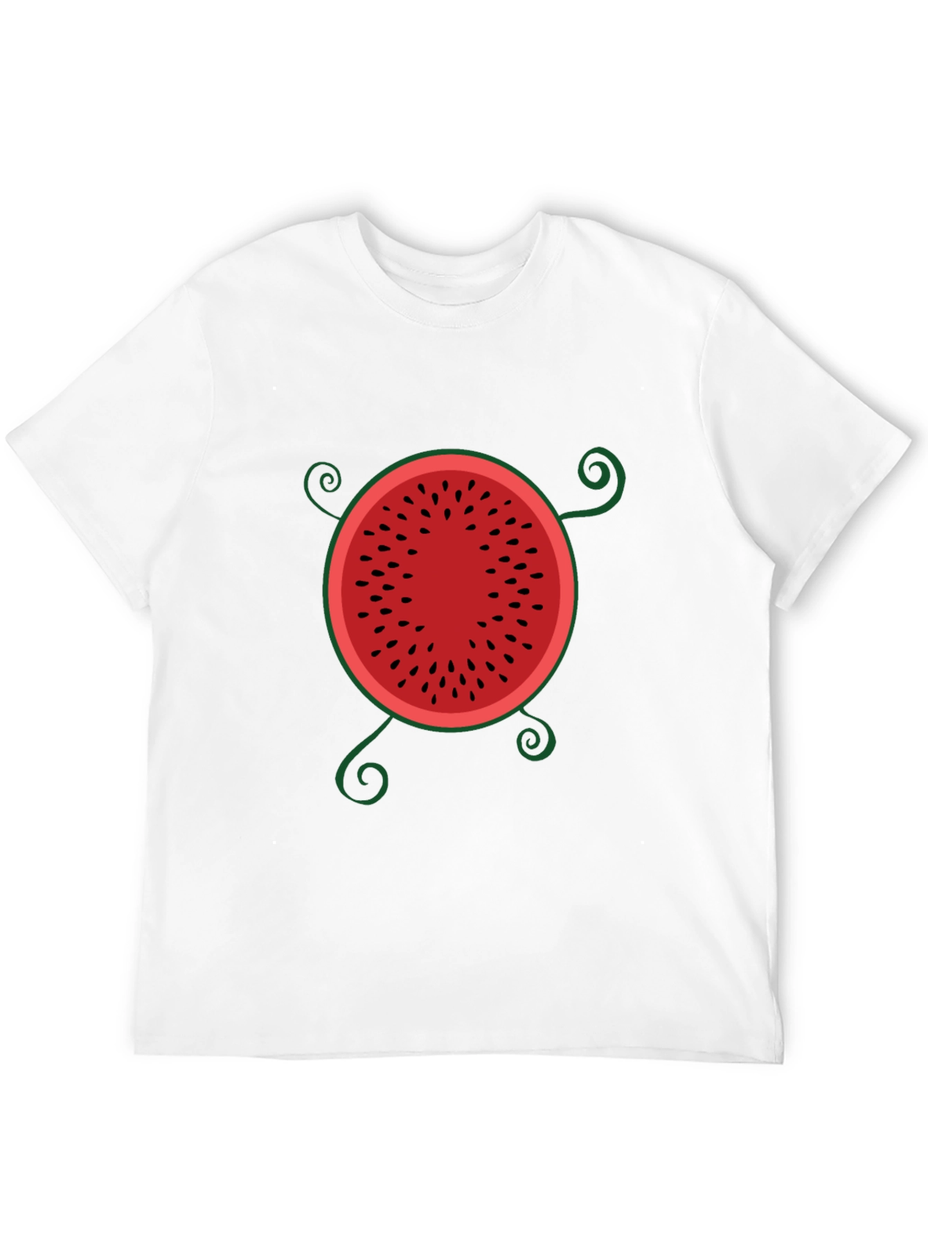 Whimsical Watermelon Graphic Tee - Black Cotton T-Shirt