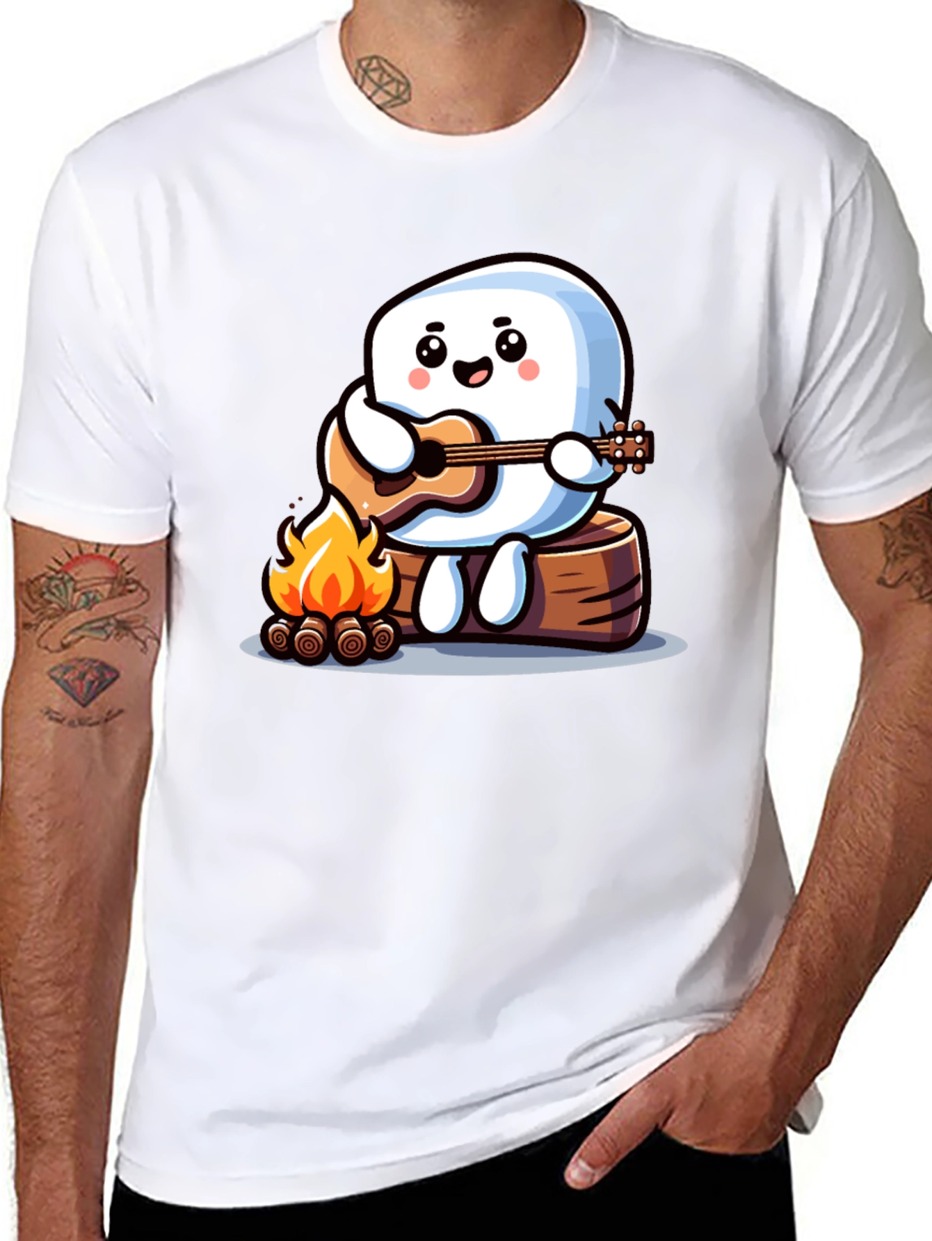 Campfire Marshmallow Musician T-Shirt