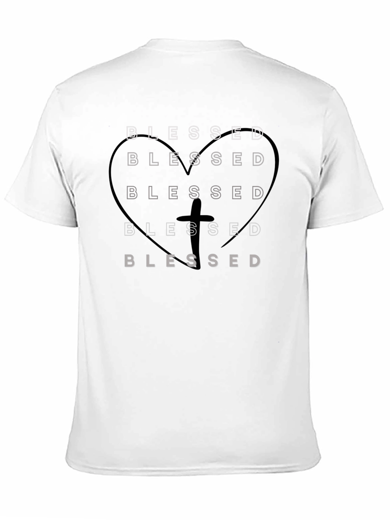 Blessed Heart Cross Graphic Black T-Shirt
