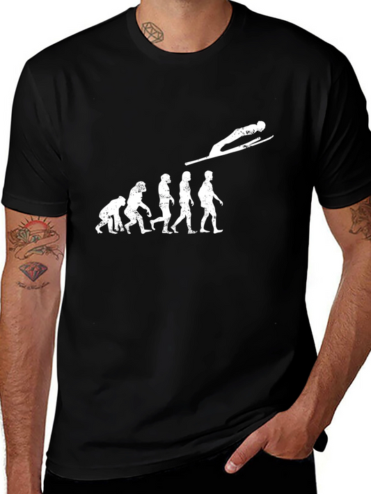 Evolution of Ski Jumping Black T-Shirt