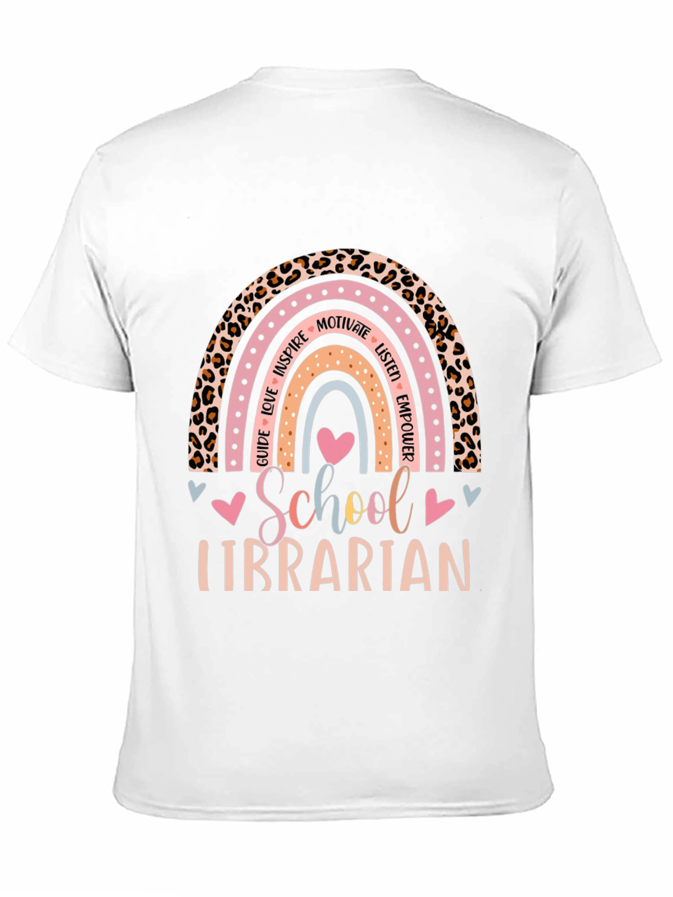 School Librarian Rainbow Leopard Print T-Shirt