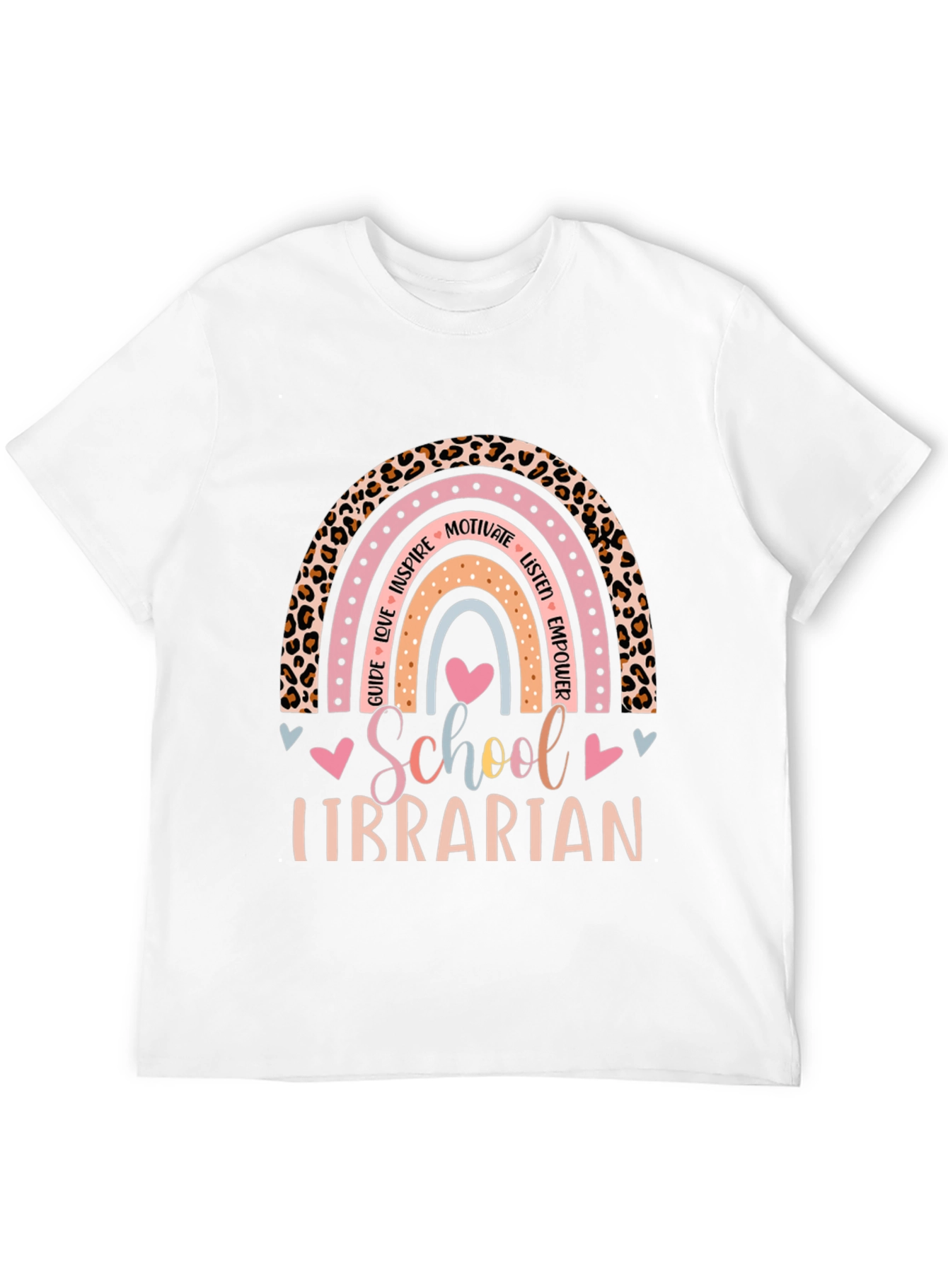 School Librarian Rainbow Leopard Print T-Shirt