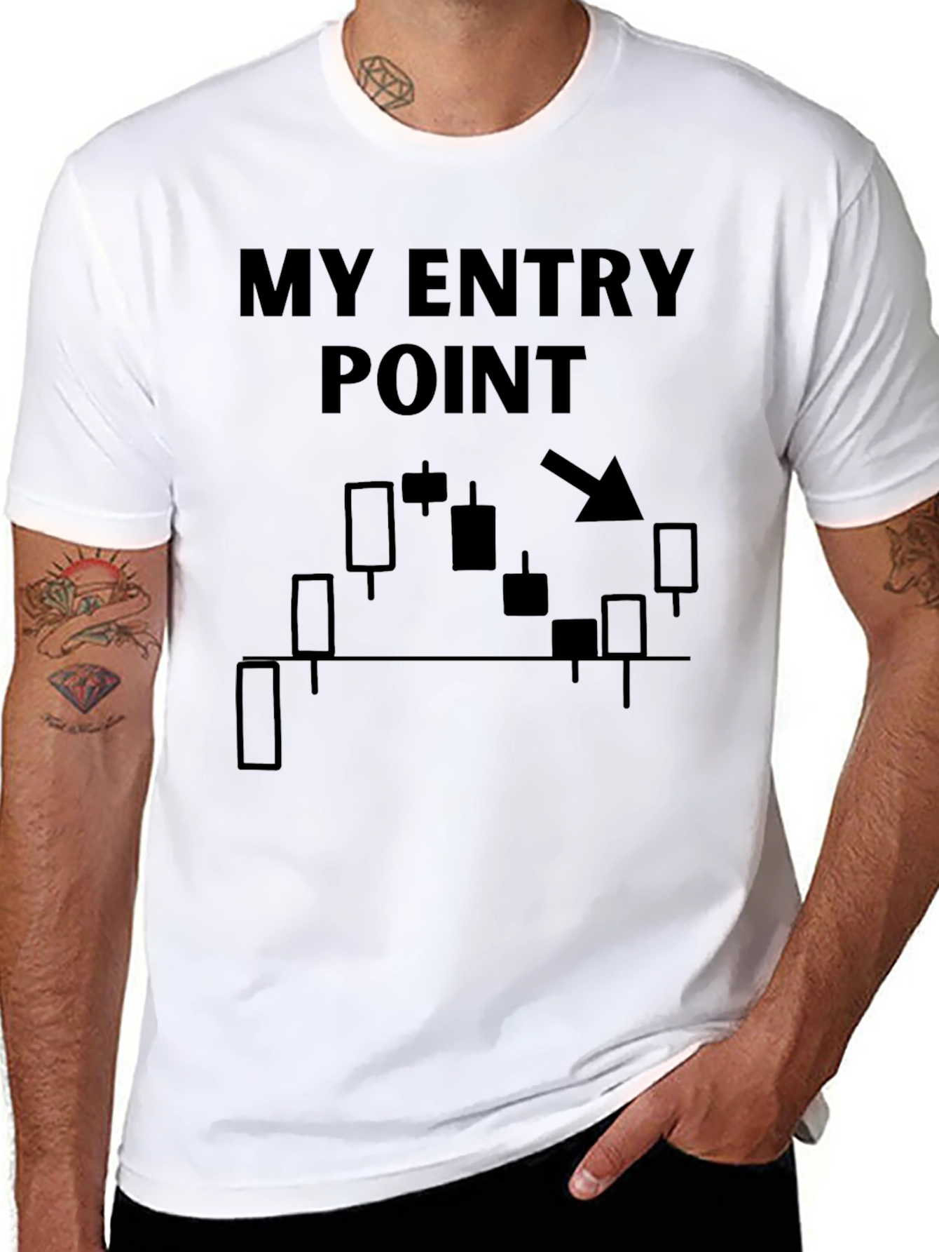 Trader Tee: My Entry Point Candlestick Chart T-Shirt