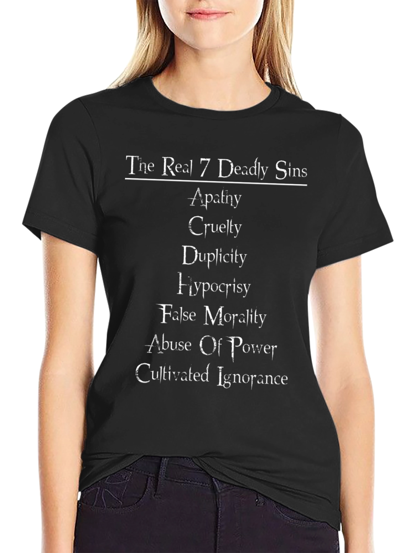Seven Deadly Sins Graphic Tee - Black T-Shirt