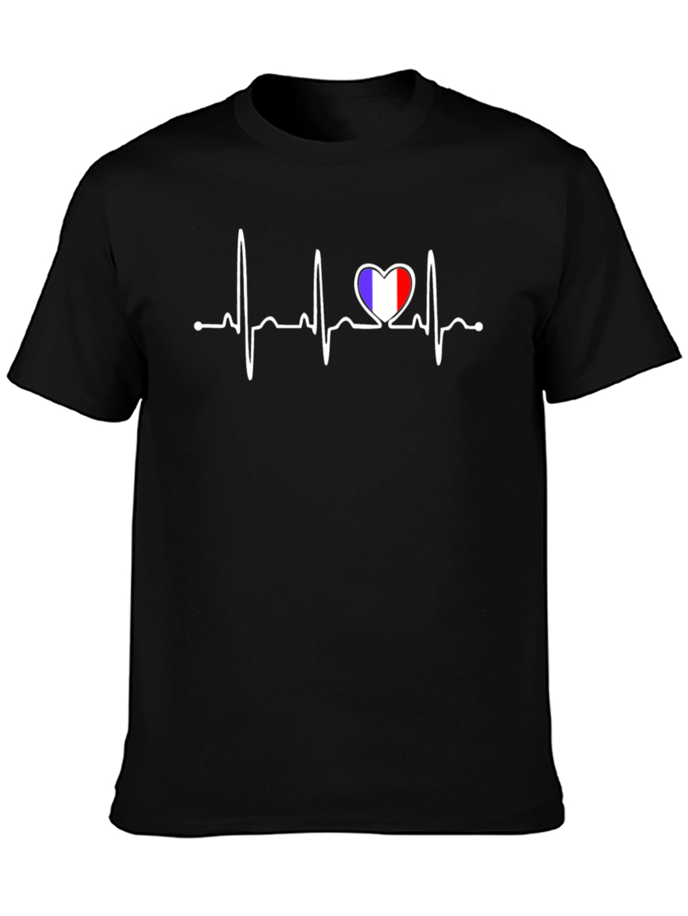 France Flag Heartbeat T-Shirt - French Pride Tee