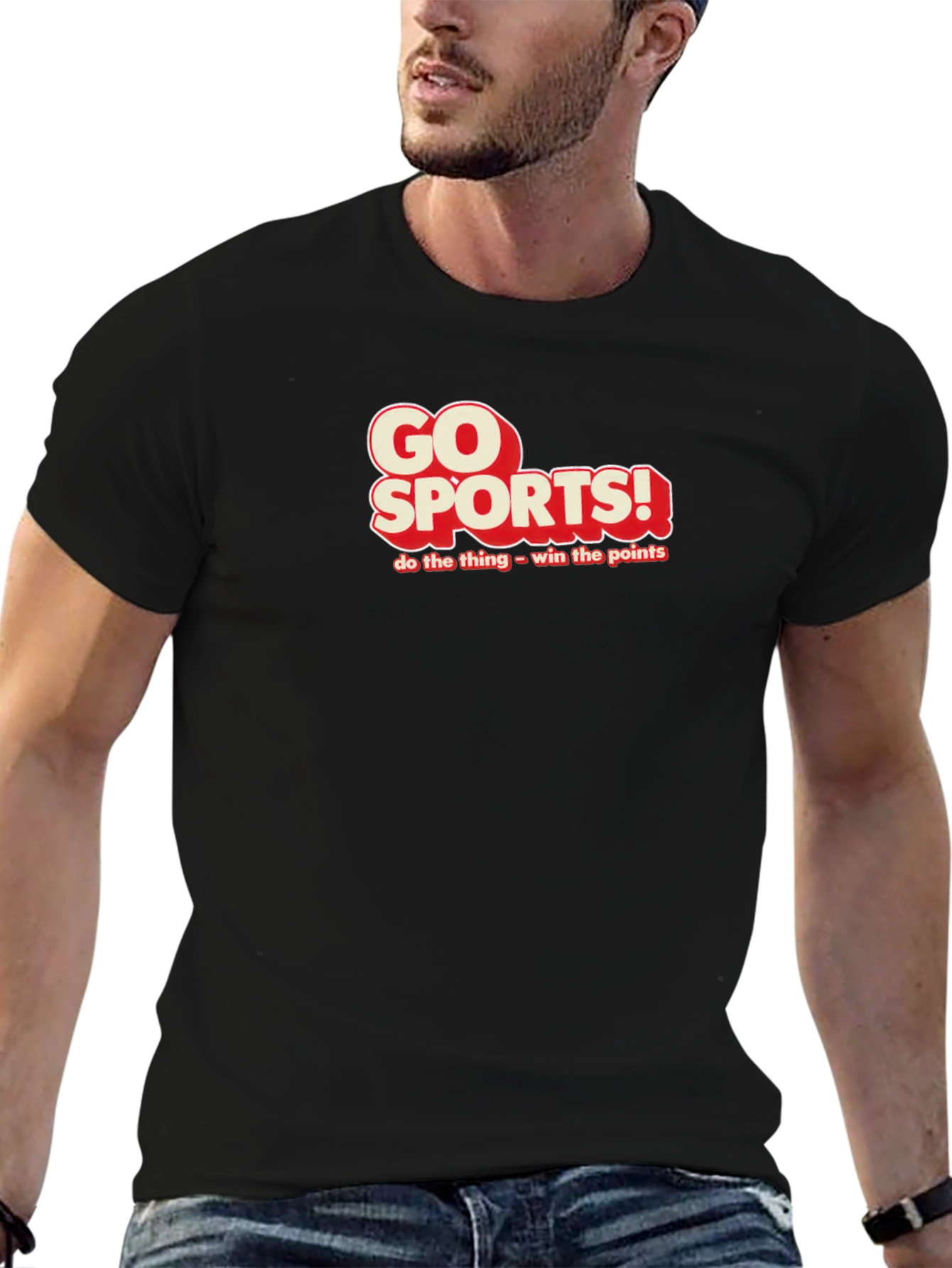 Go Sports! Graphic Tee - Black Cotton T-Shirt