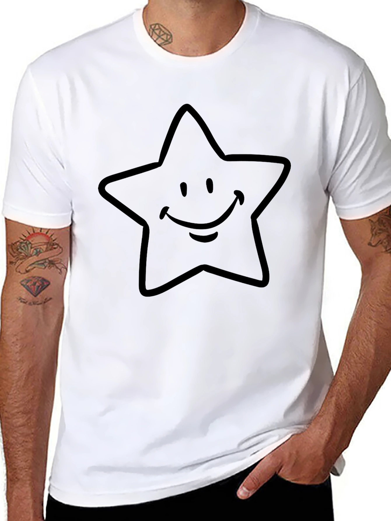 Star Smile Graphic Tee - Classic Black Comfort