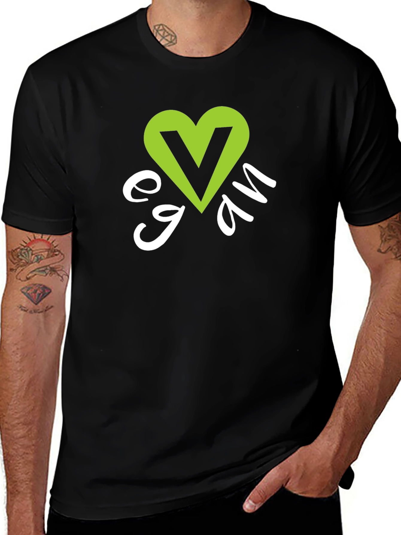 Vegan Heart Graphic T-Shirt - Black