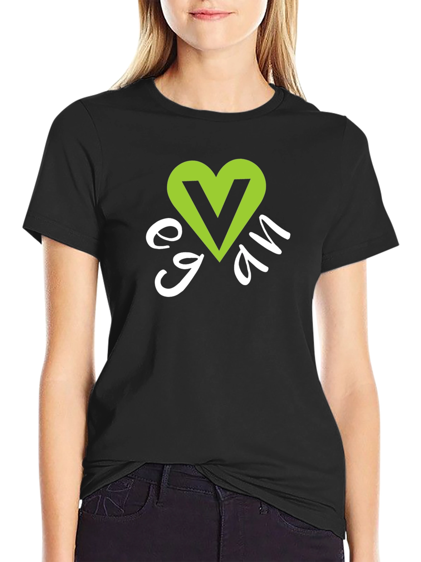 Vegan Heart Graphic T-Shirt - Black