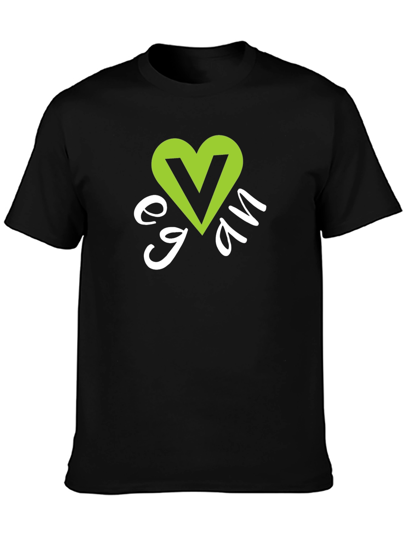Vegan Heart Graphic T-Shirt - Black