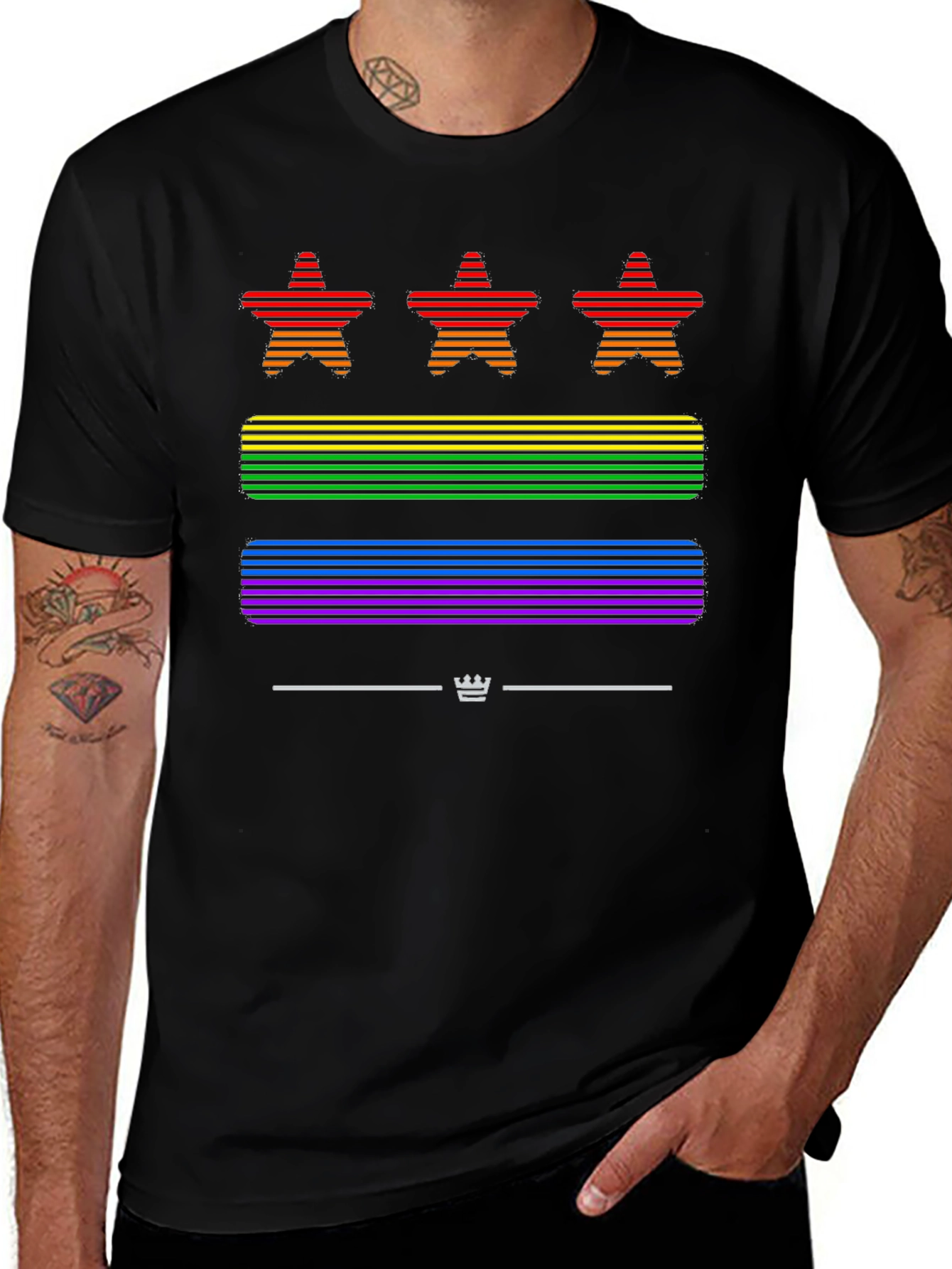 Pride Stars Striped Graphic T-Shirt