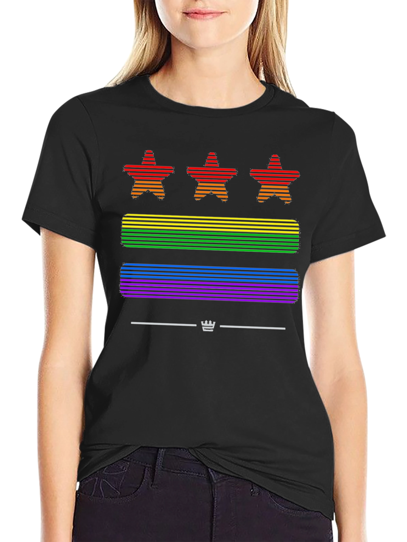 Pride Stars Striped Graphic T-Shirt