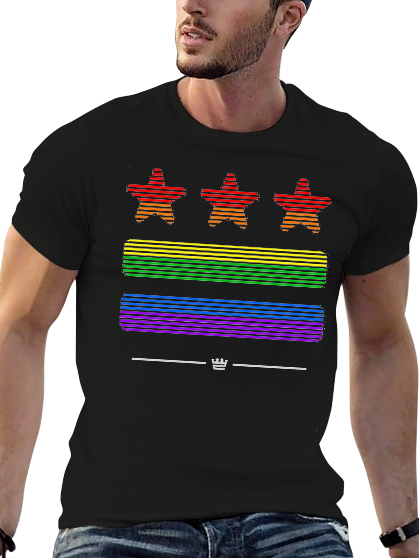Pride Stars Striped Graphic T-Shirt