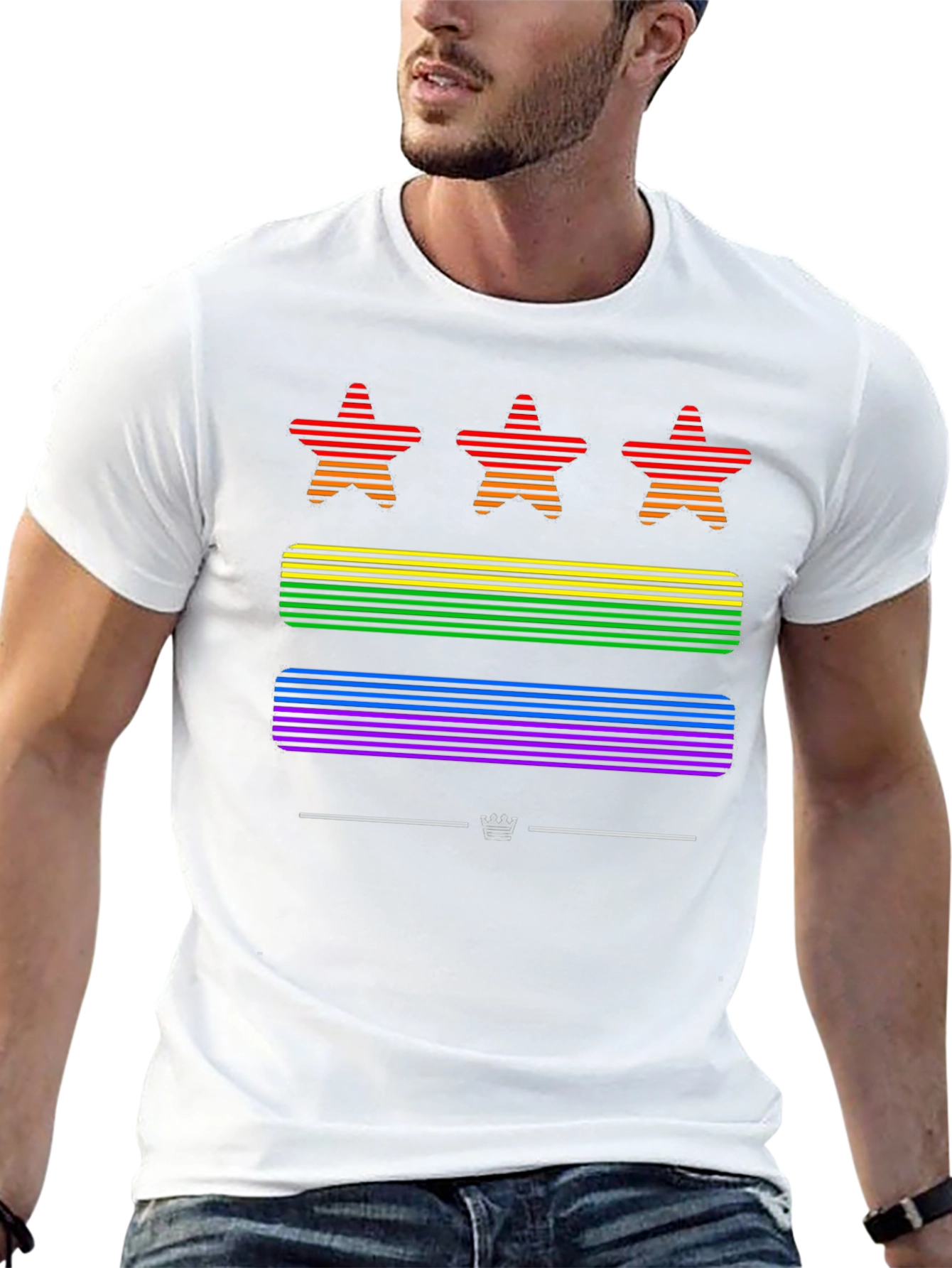 Pride Stars Striped Graphic T-Shirt
