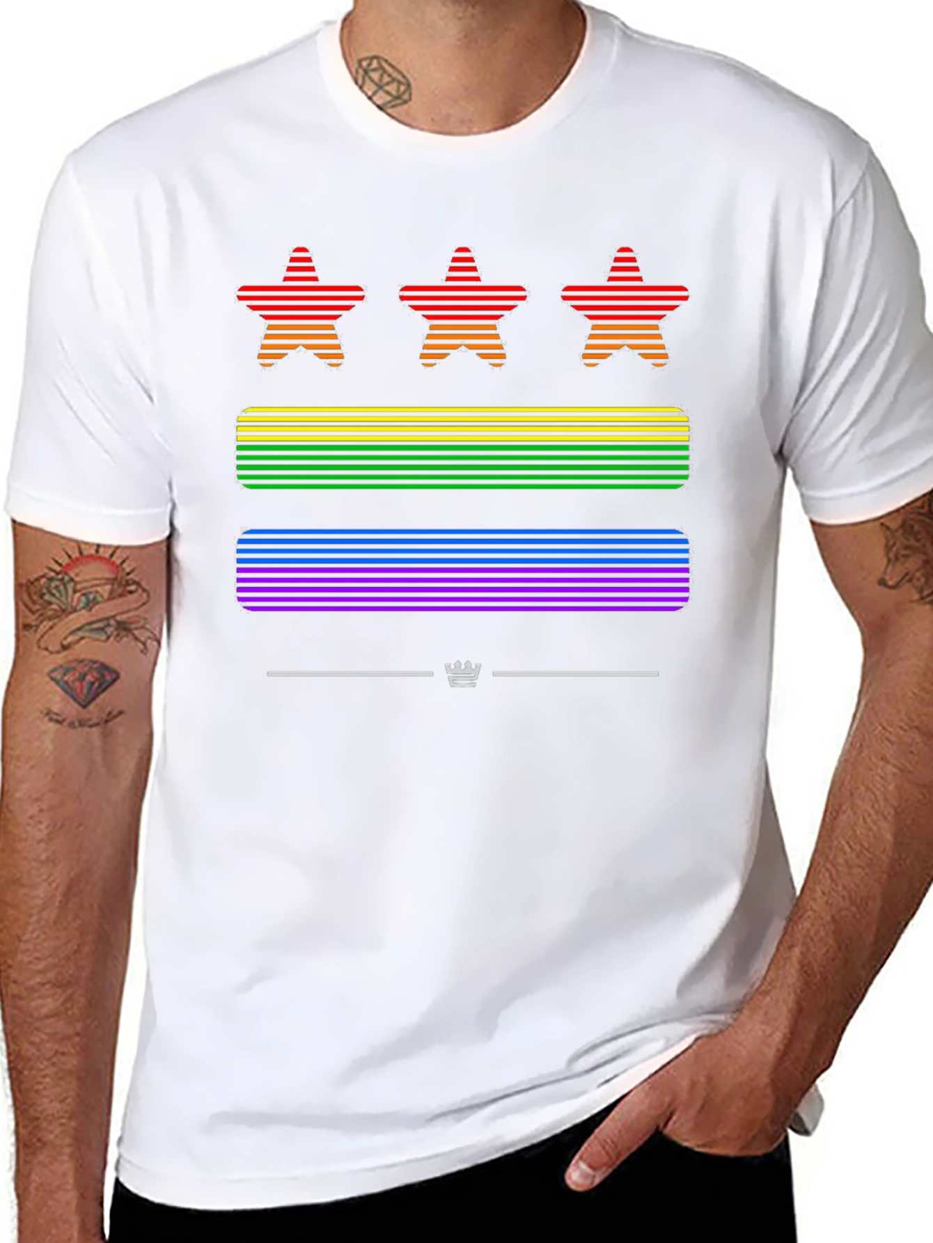 Pride Stars Striped Graphic T-Shirt
