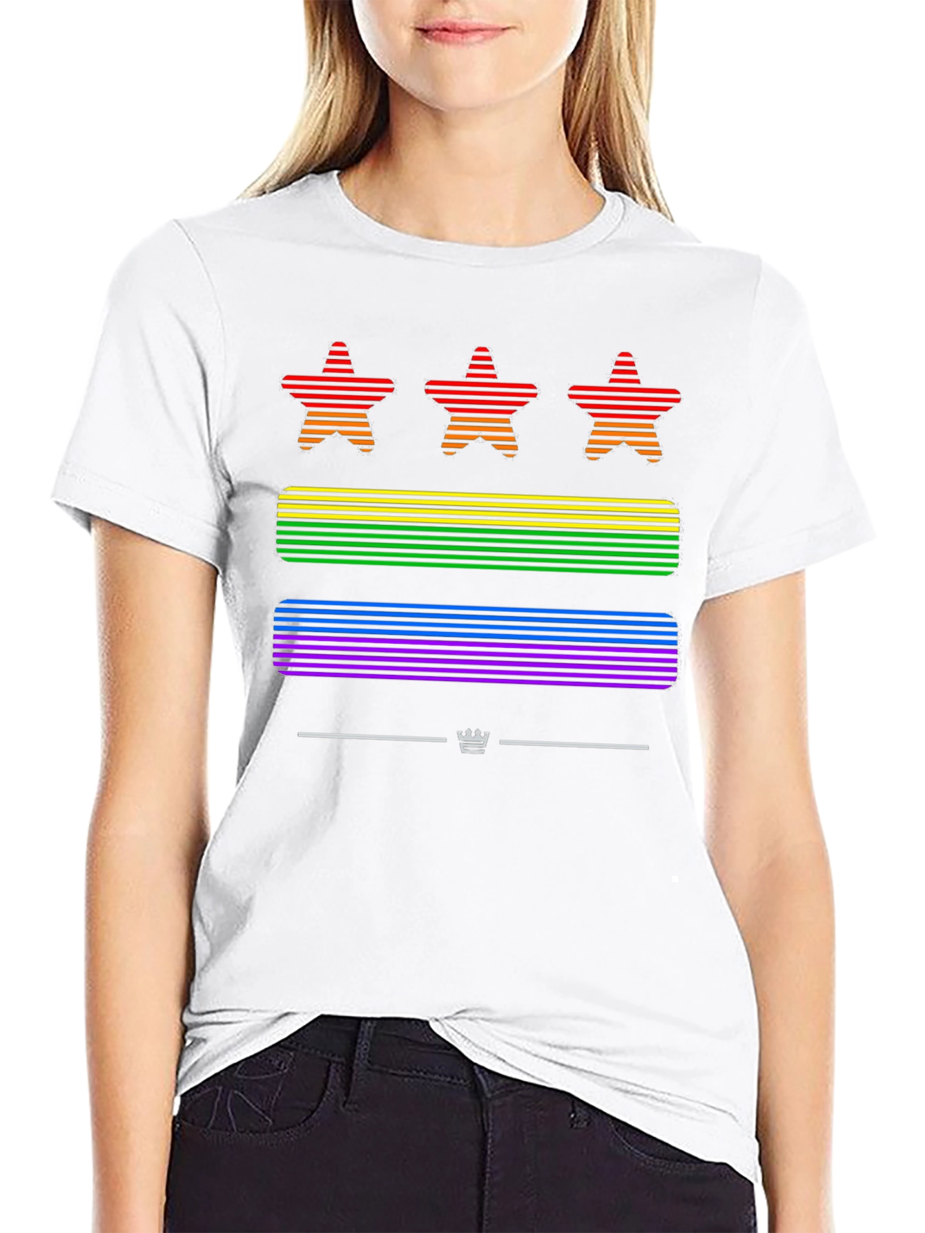 Pride Stars Striped Graphic T-Shirt