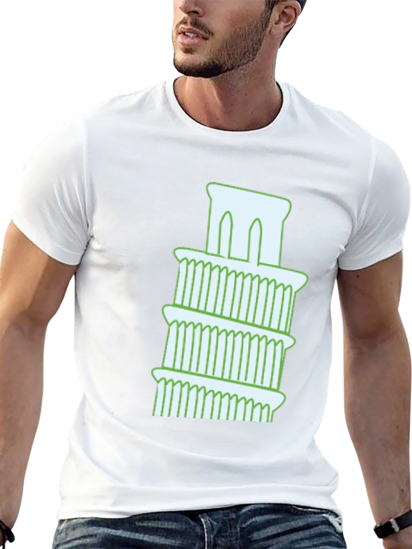 Leaning Tower Graphic Tee - Black Cotton T-Shirt